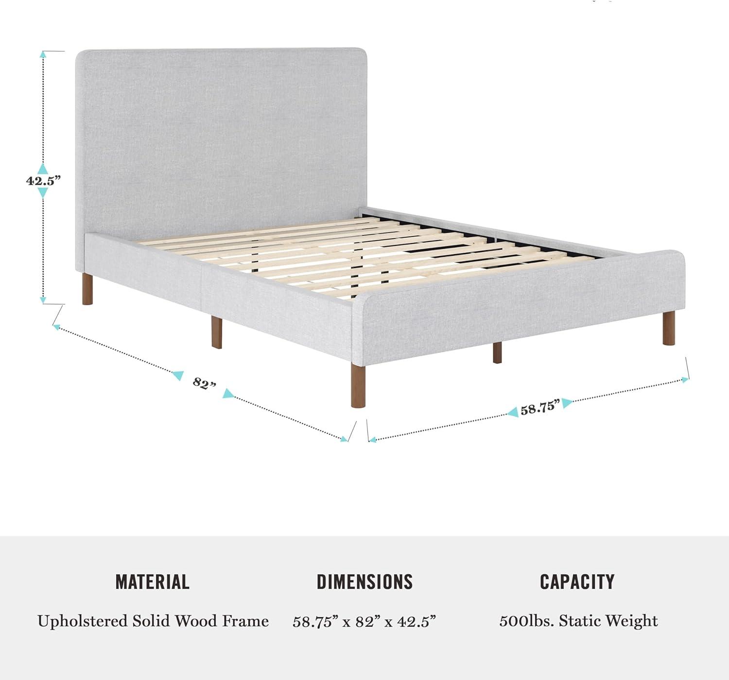Martha Stewart Martha Stewart Britta Upholstered Platform Bed With Piped Detail Headboard