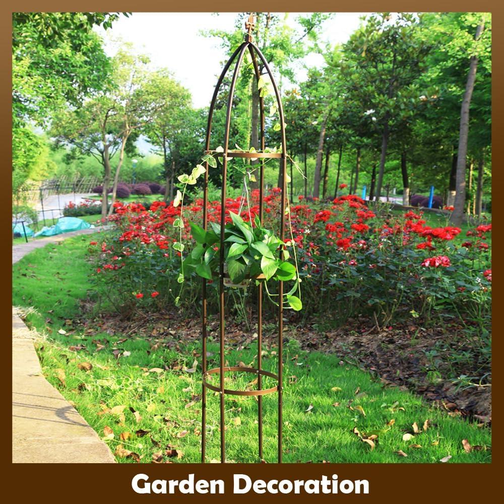 Dark Bronze 6.3 Feet Metal Obelisk Garden Trellis