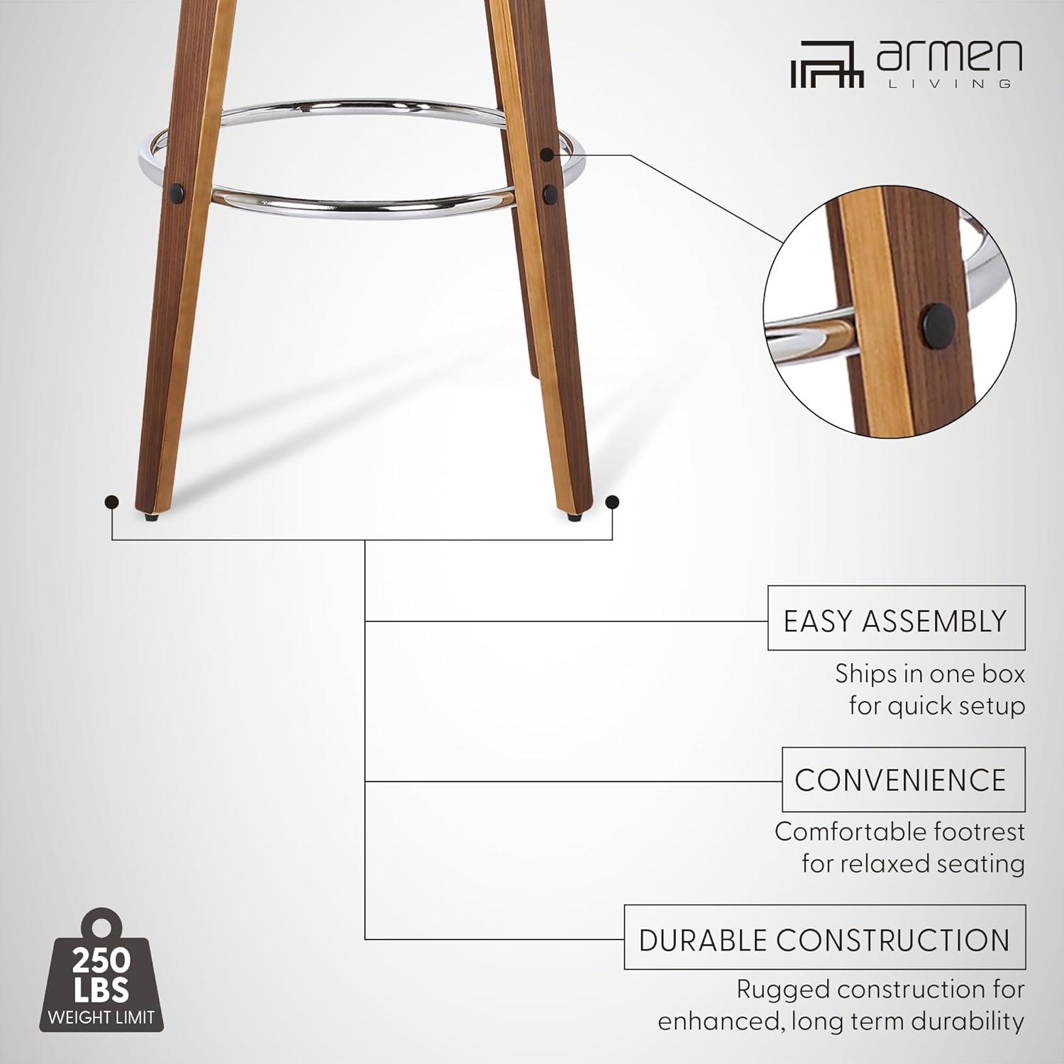 Armen Living Shelly Contemporary Faux Leather Bar Stool in Brown