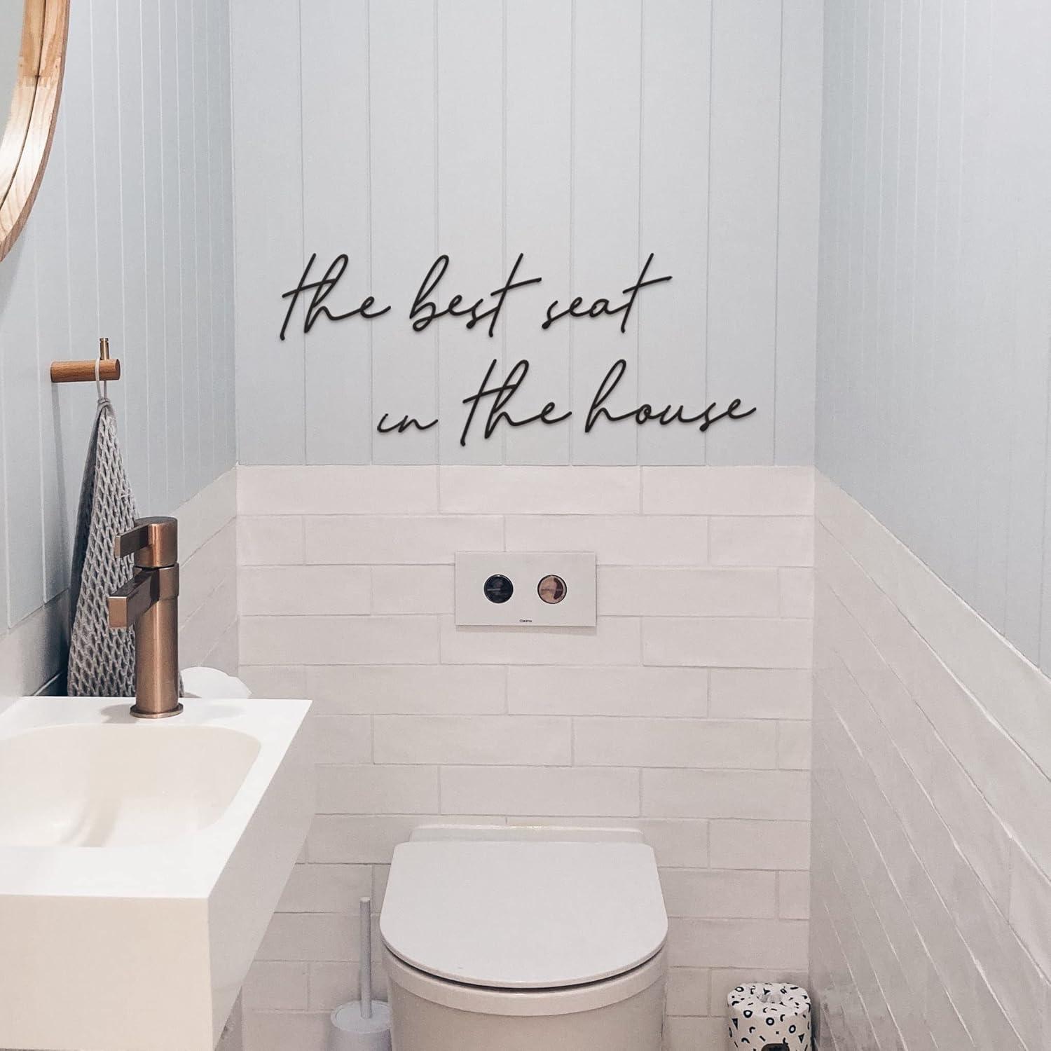 Vivegate The Best Seat In The House Bathroom Metal Wall Decor - 16"X16" Black Modern Please Seat Yourself Metal bathroom sign For Hanging Home Please Seat Yourself Wall Décor (BESTSEAT)