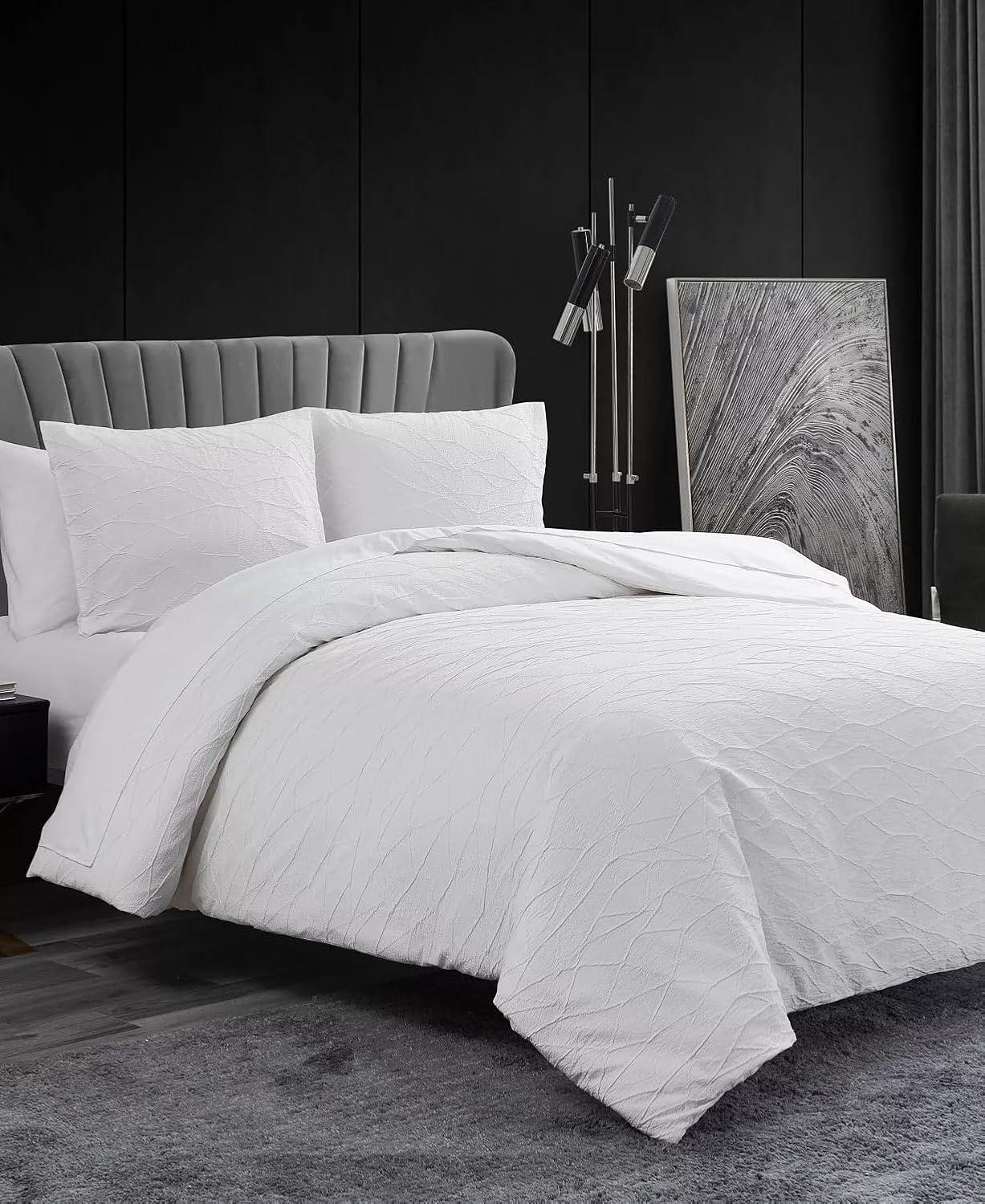 Vera Wang Abstract Crinkle White Comforter Set