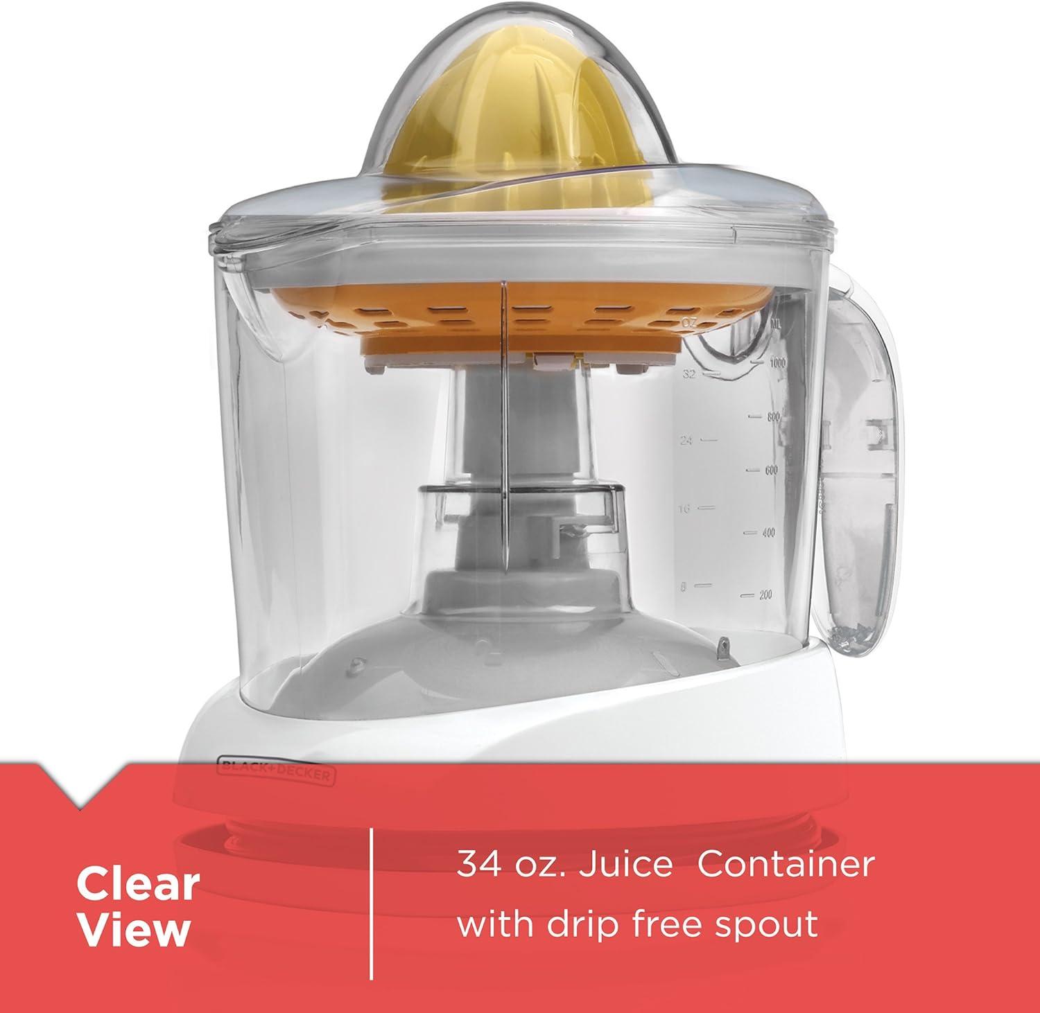 Black and Decker White Electric Citrus Juicer with Adjustable Pulp Control