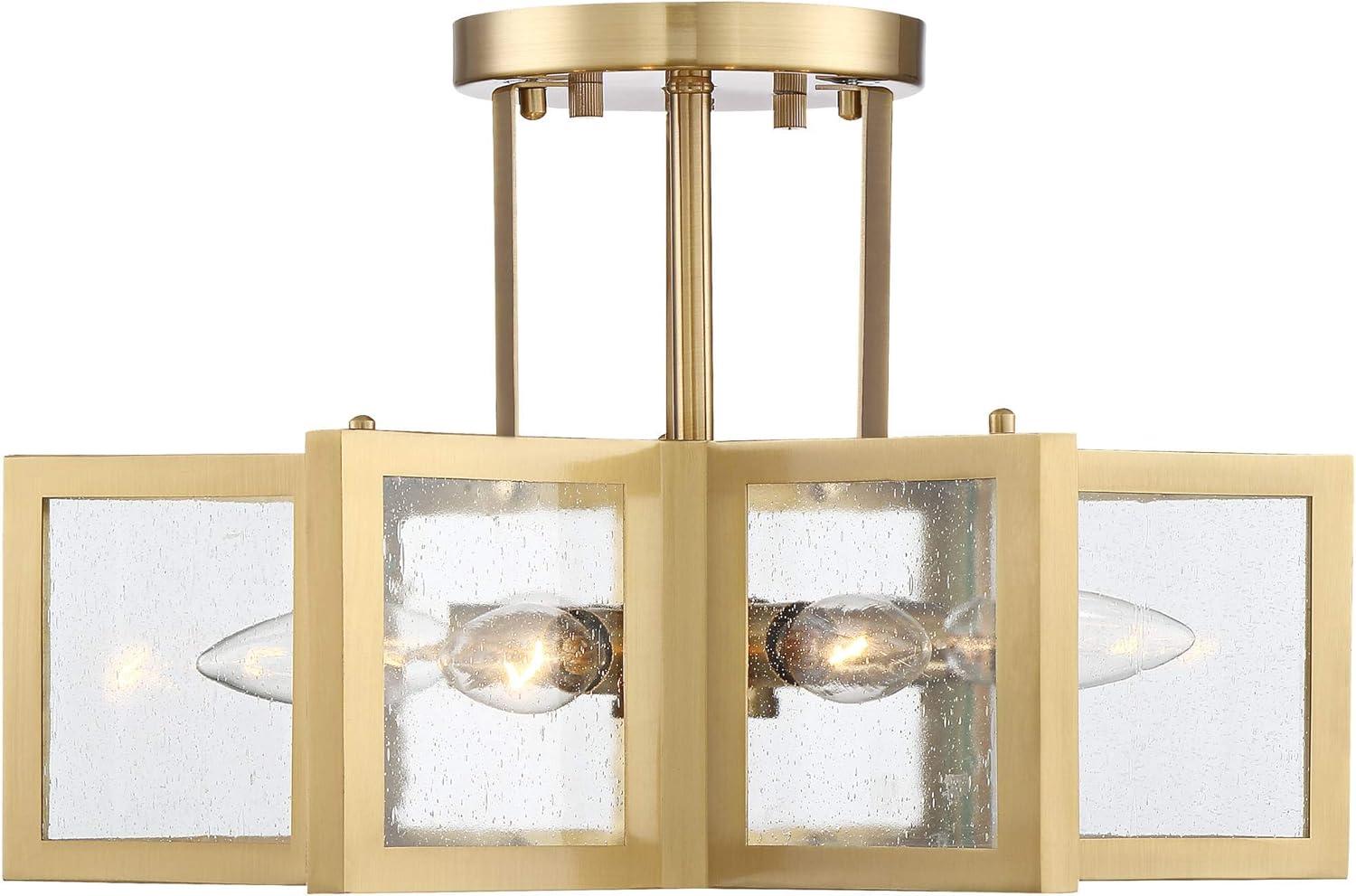 Possini Euro Design Casa Star Modern Ceiling Light Semi Flush Mount Fixture 16" Wide Warm Brass 6-Light Clear Glass for Bedroom Kitchen Living Room