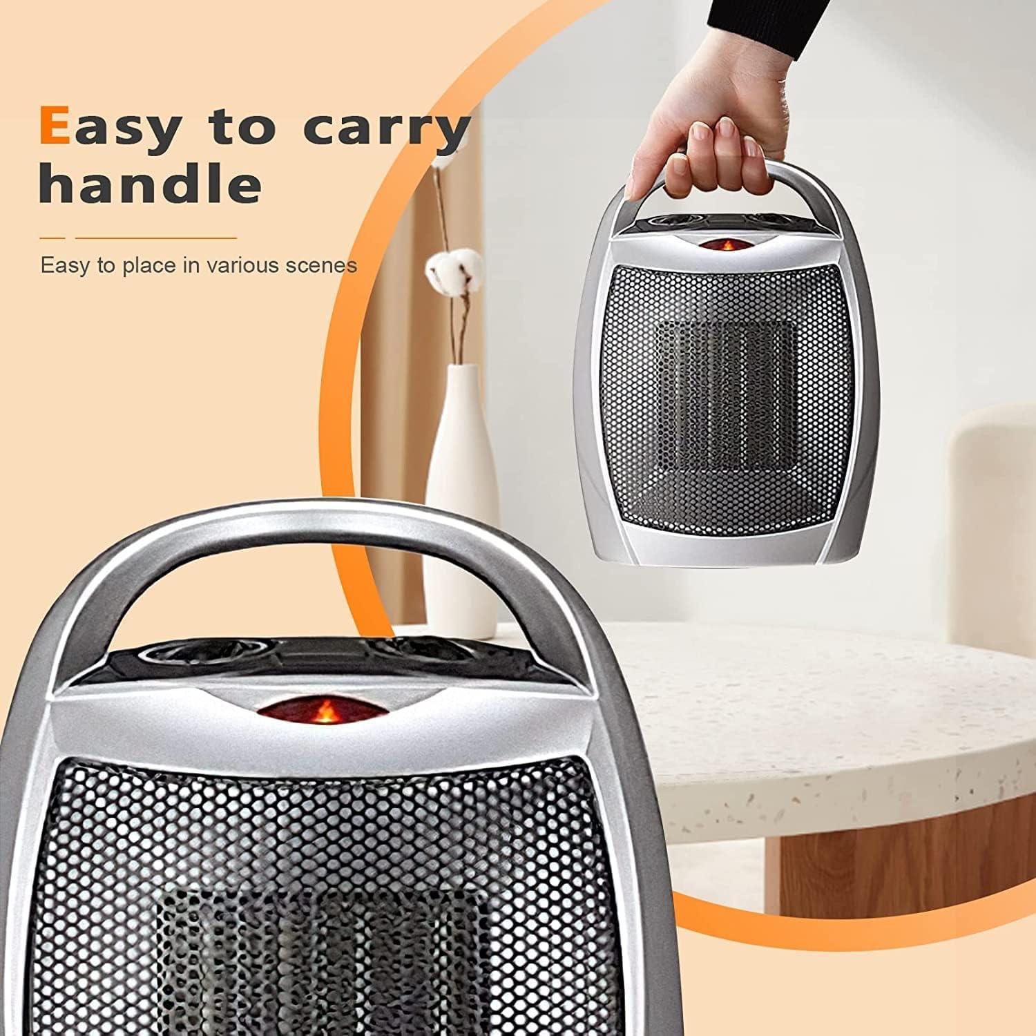 Silver Ceramic Electric Pedestal Heater with Thermostat