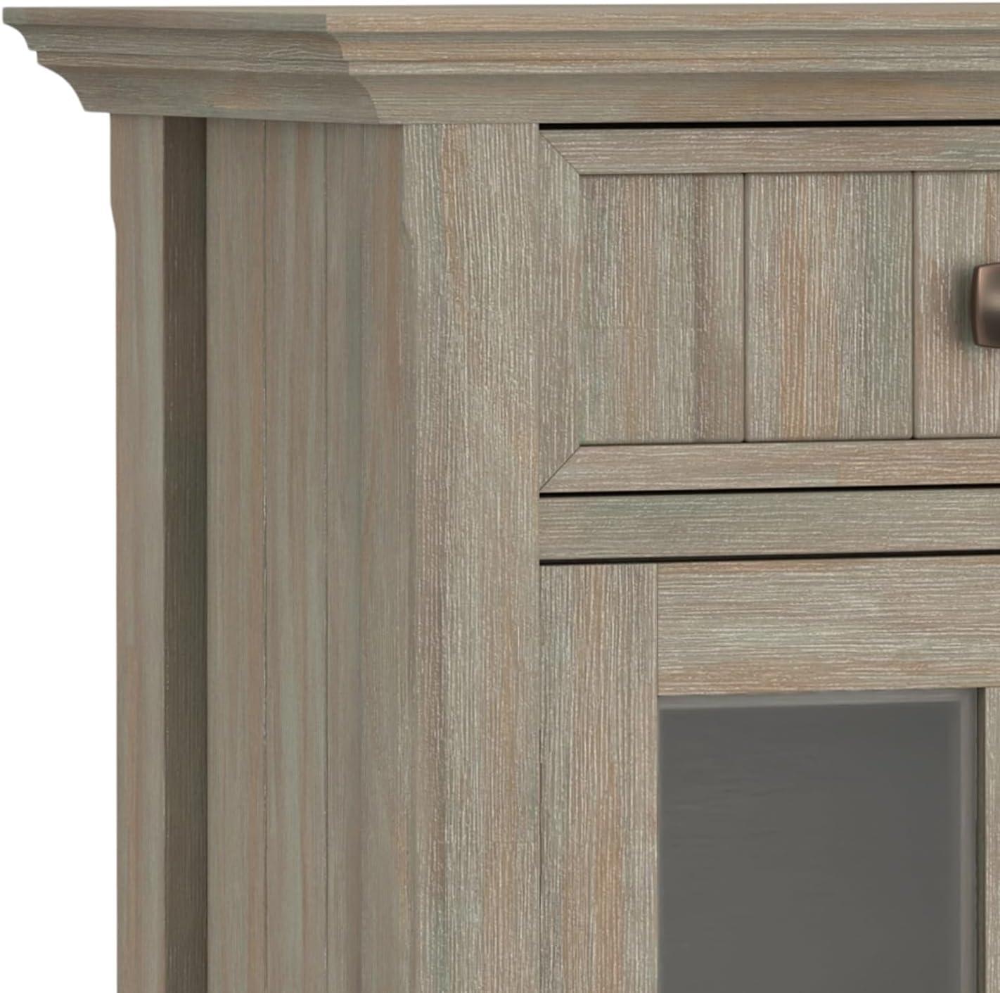 Simpli Home Acadian 36"W Solid Wood 2-Shelf Entryway Storage Cabinet with Glass Doors and 2 Drawers
