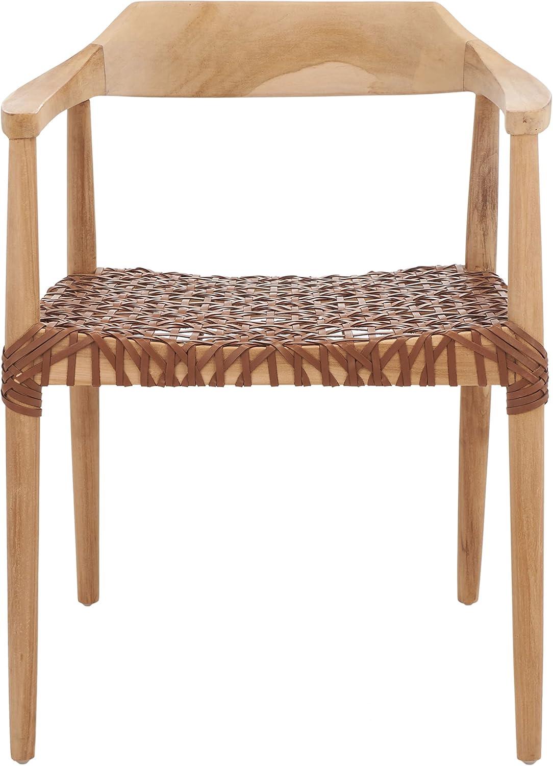 Munro Leather Woven Accent Chair  - Safavieh