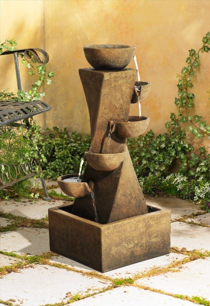 John Timberland Cascading Bowls Rustic Cascading Bowls Outdoor Floor Water Fountain with LED Light 27 1/2" for Yard Garden Patio Home Deck Porch