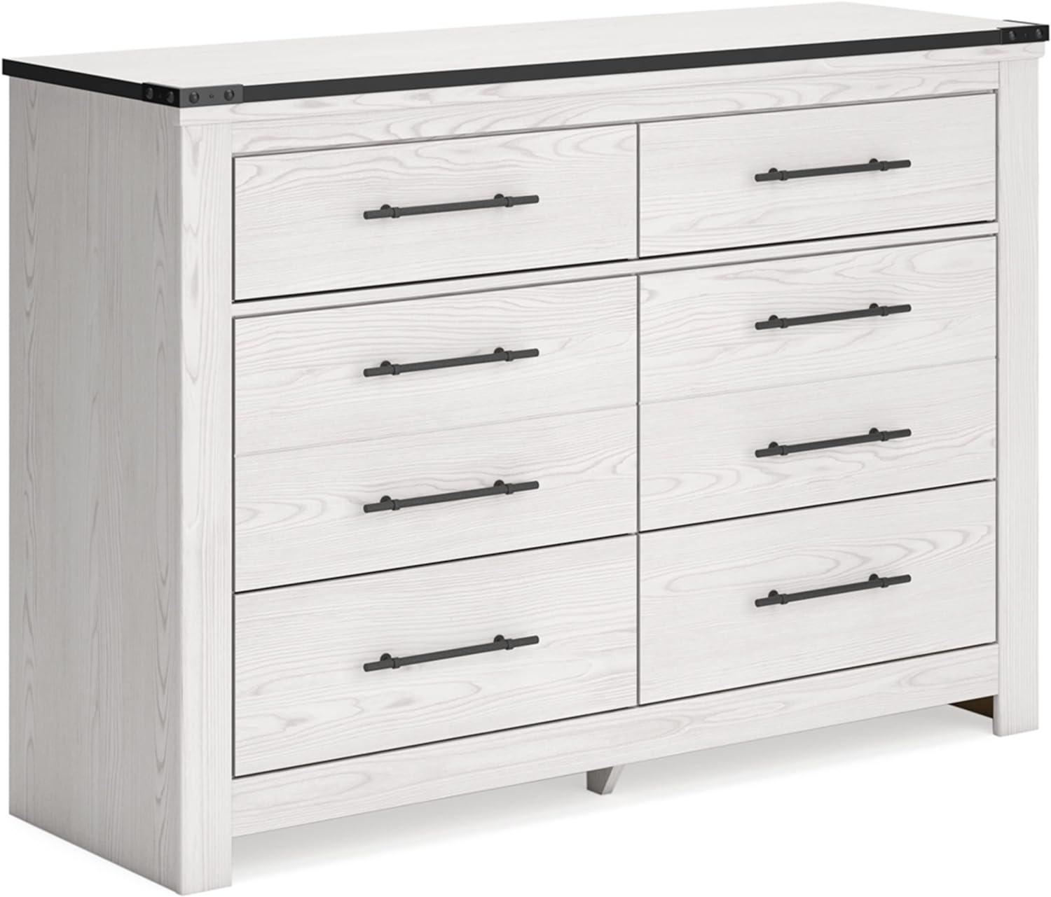 White Farmhouse Double Dresser with Pewter Handles