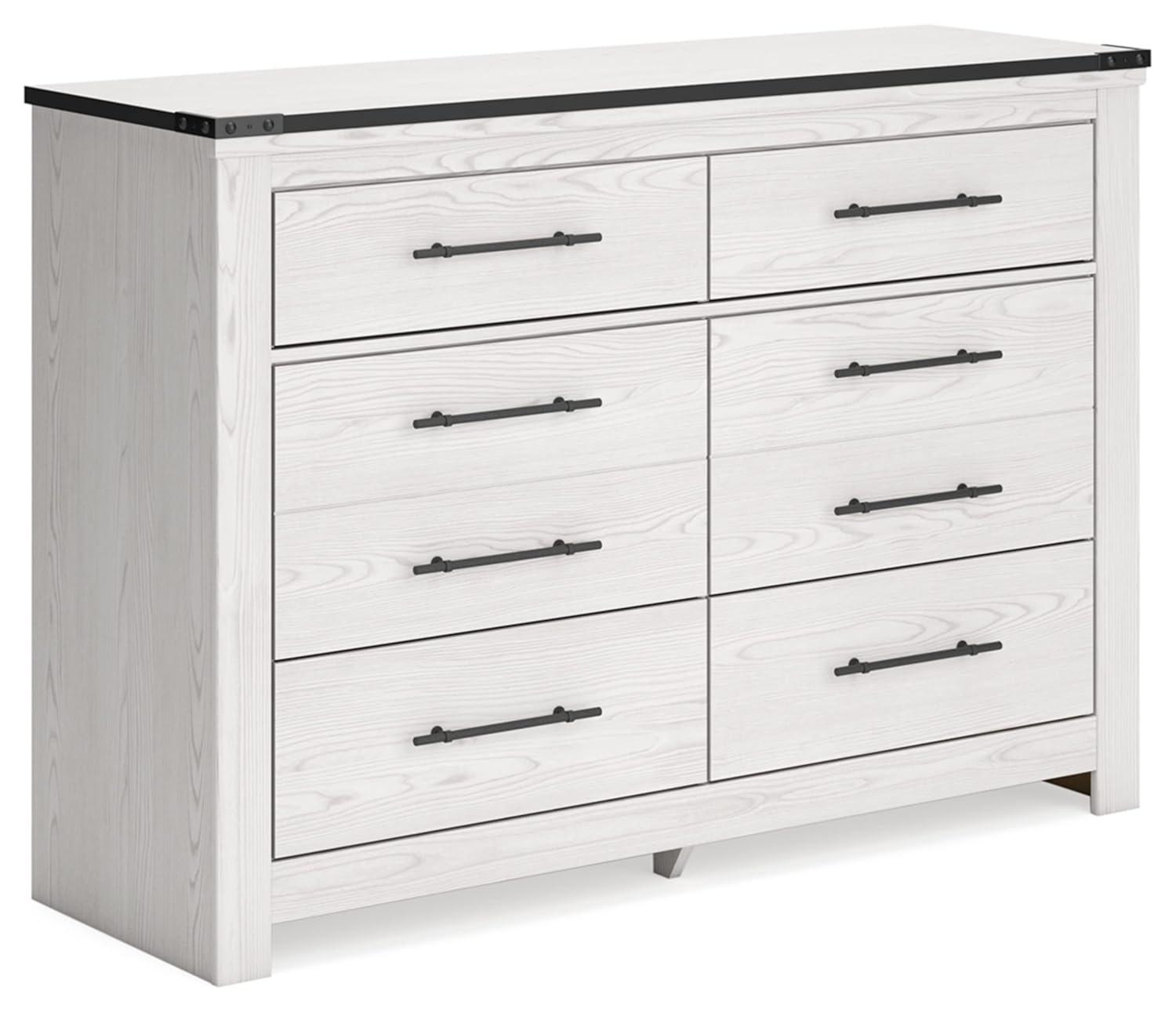 White Farmhouse Double Dresser with Pewter Handles