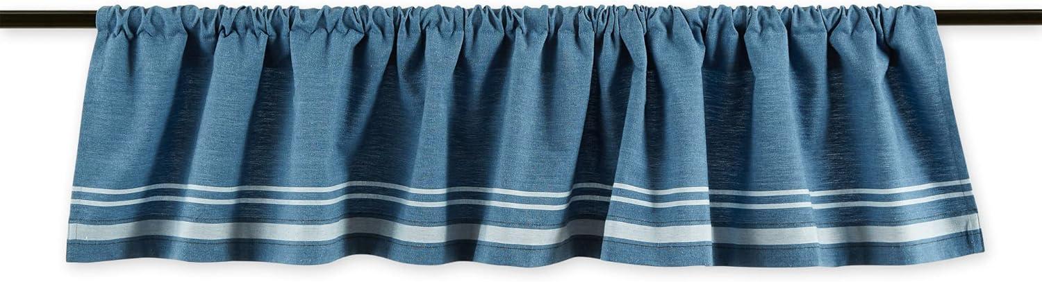 Blue Chambray French Stripe Window Valance 72x14