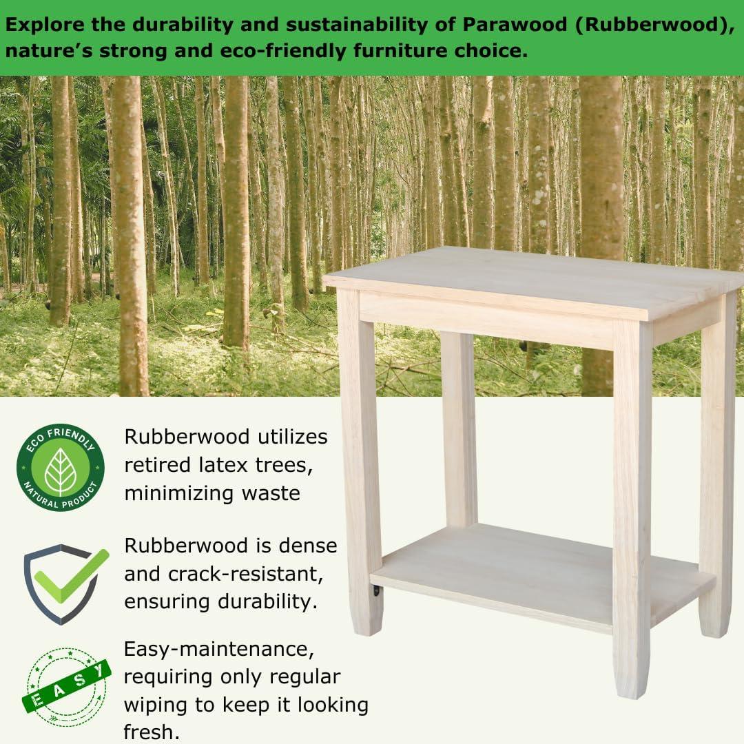 Solano Accent Table - International Concepts: Durable Parawood, Rectangle, Shelf Storage