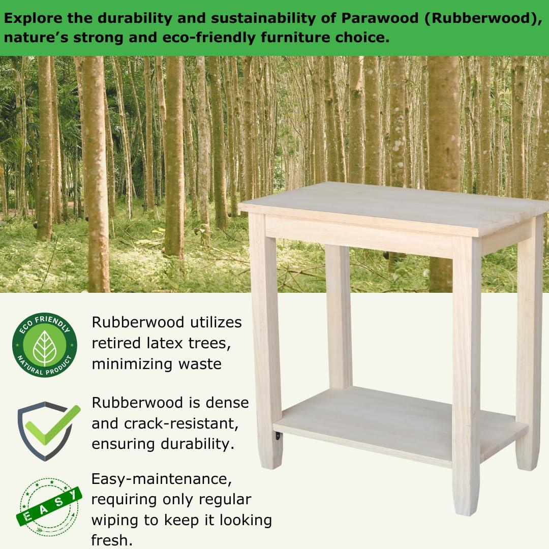 Solano Accent Table - International Concepts: Durable Parawood, Rectangle, Shelf Storage