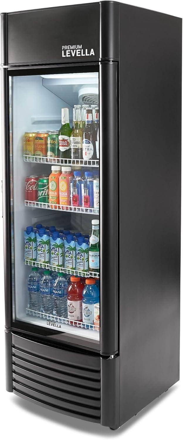 Premium Levella 9.0 cu ft 1-Glass Door Commercial Refrigerator, Matte Black