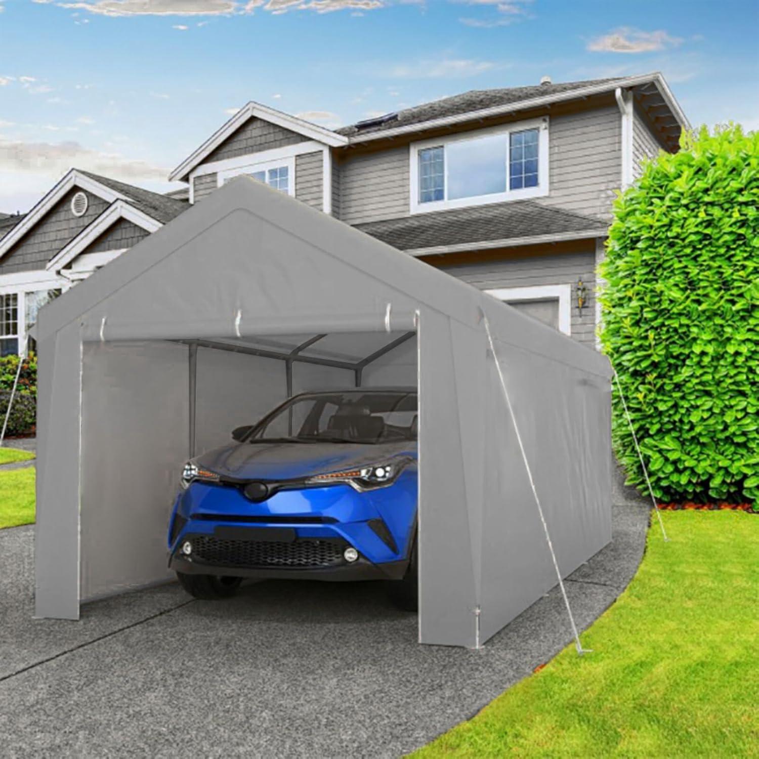 Grezone 10 x 20 ft Outdoor Canopy Carport Portable Car Tent Garage