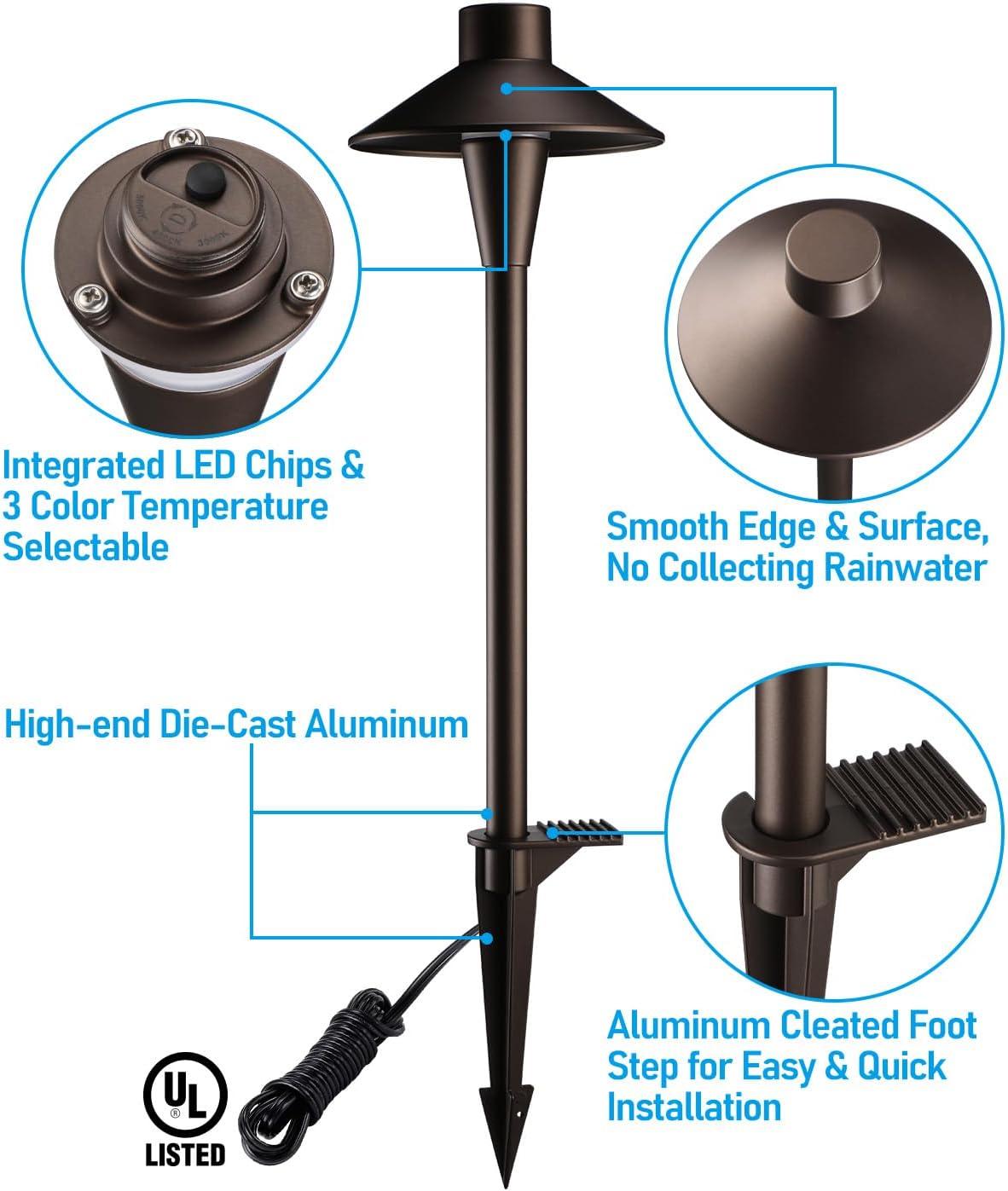 3CCT Low Voltage Landscape Pathway Lights, 5W LED Landscape Path Light, Aluminum, Oil Rubbed Bronze (Set of 12)