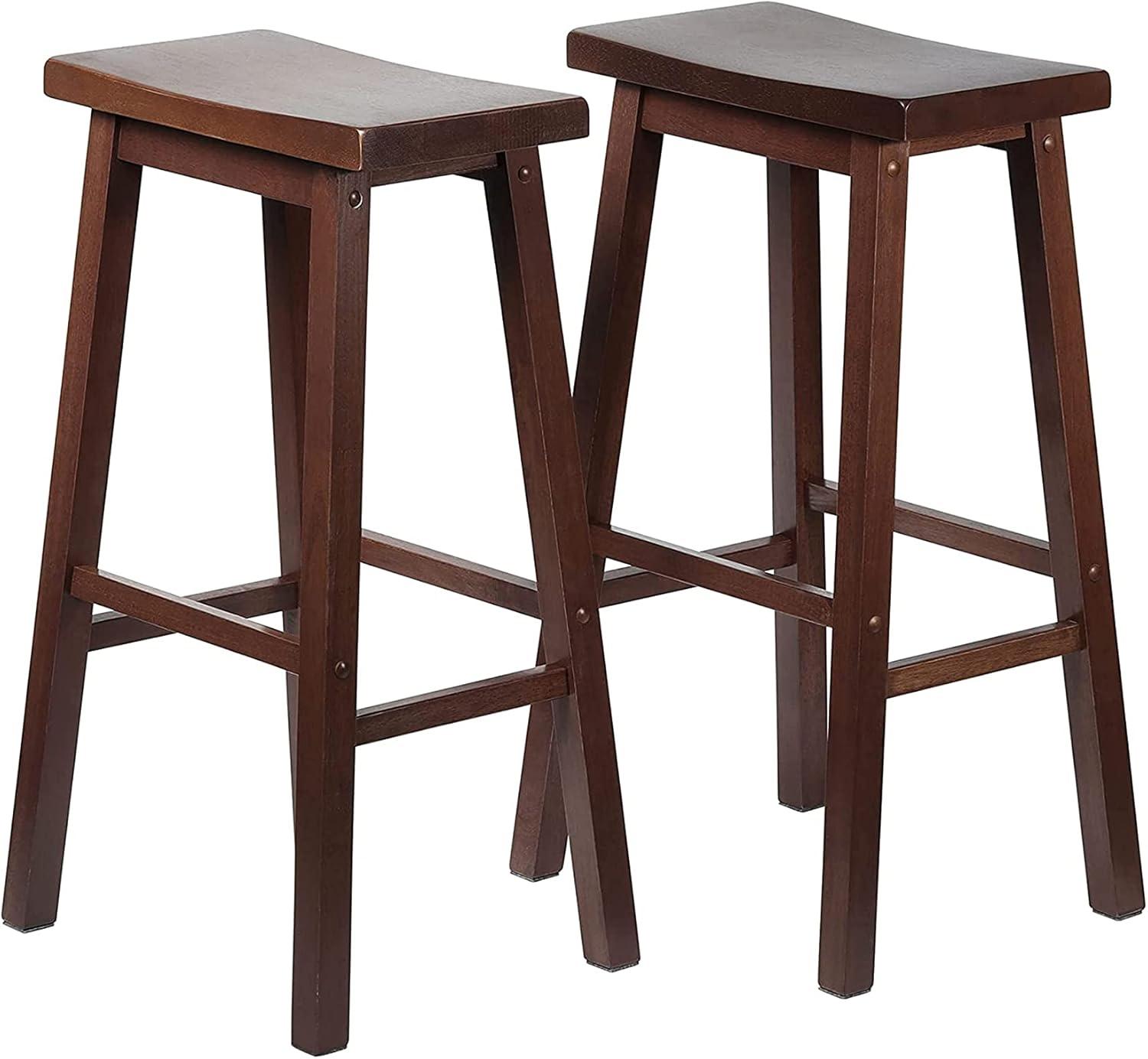 Adjustable Black Wood Backless Saddle Style Stool