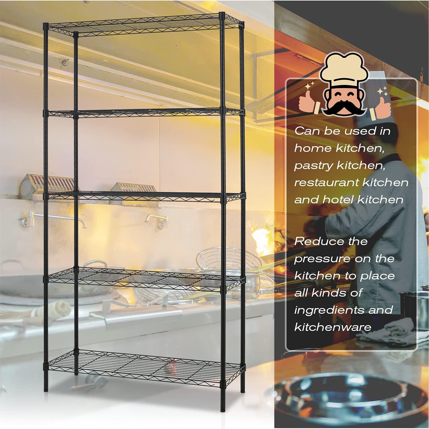 NiamVelo 5-Tier Wire Storage Shelves, Black