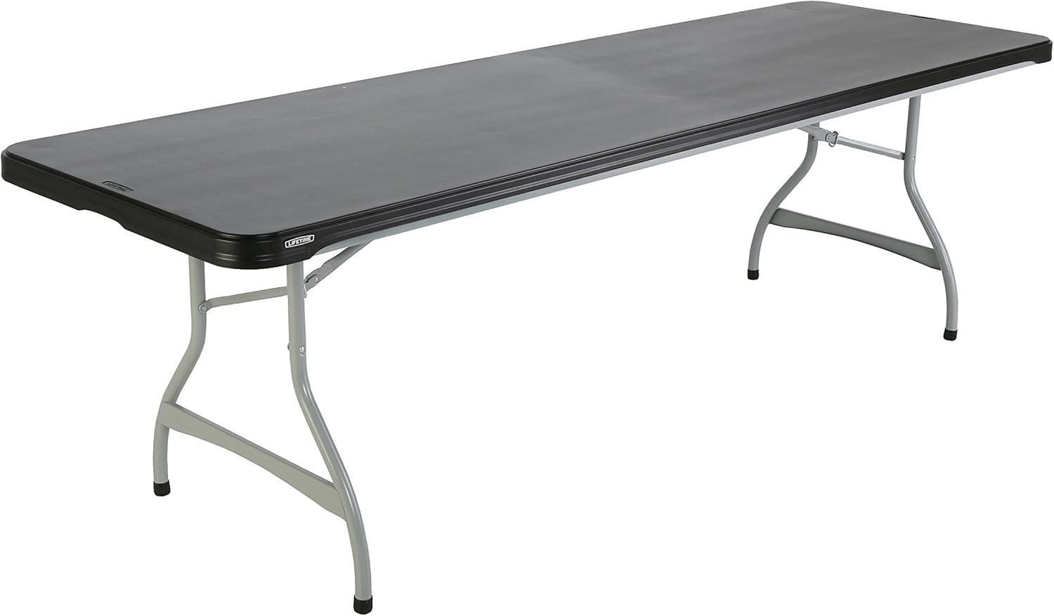 96" Black Polyethylene Folding Table with Stainless Steel Legs