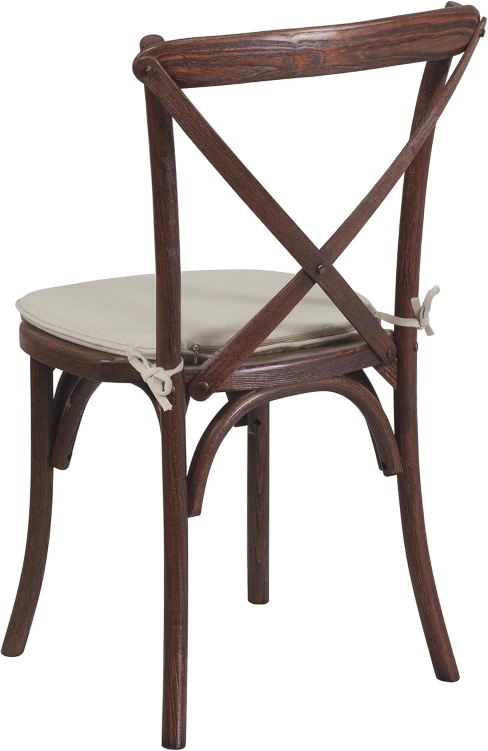 Flash Furniture HERCULES Series Stackable Mahogany Wood Cross Back Chair with Cushion