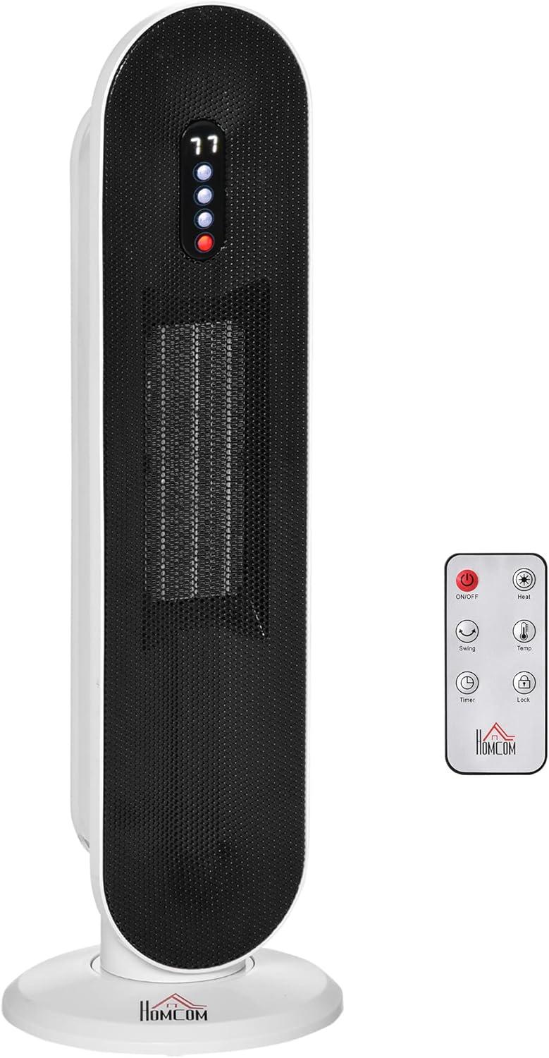 HOMCOM 25" Portable Freestanding Ceramic Heater Oscillating Tower 1500W/1000W