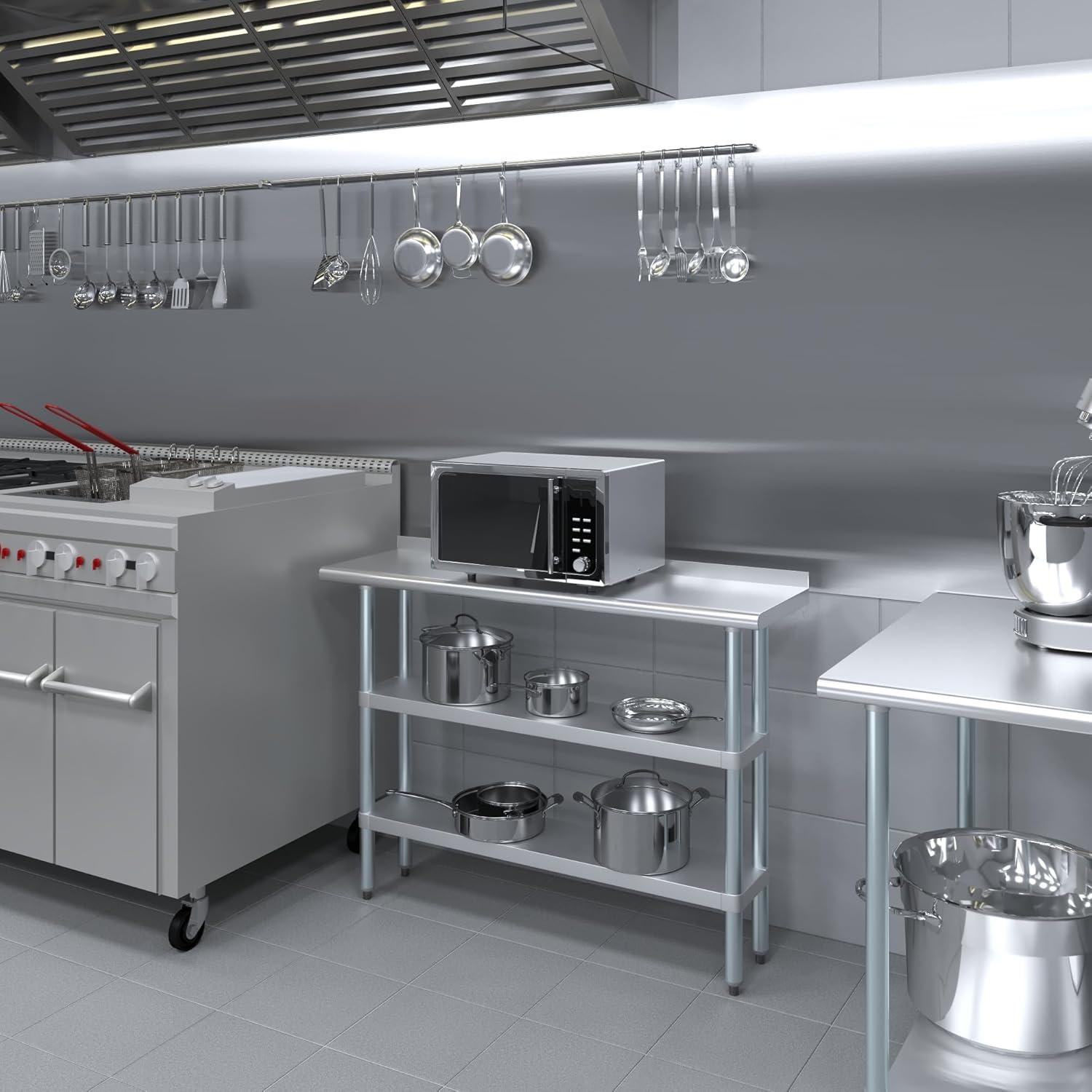 Amgood Stainless Steel Work Table with 2 Shelves