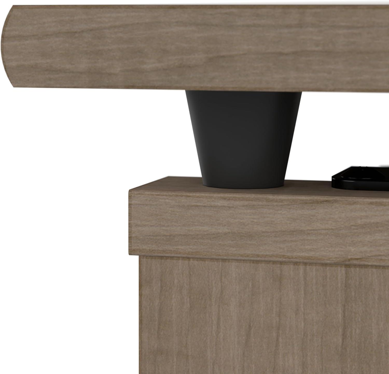 Cabot 60W Sit to Stand L Shaped Desk with Hutch in Modern Gray - Engineered Wood