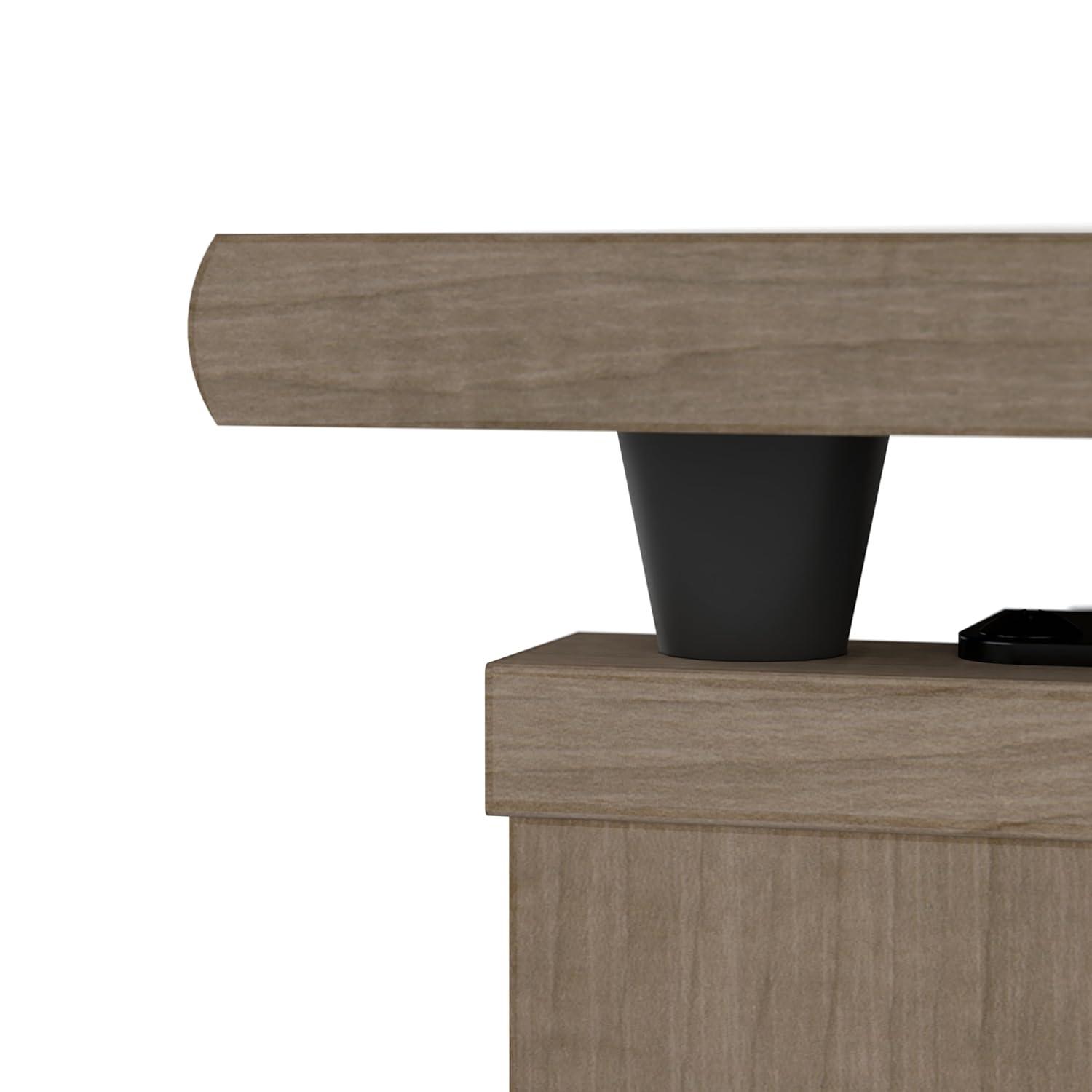 Cabot 60W Sit to Stand L Shaped Desk with Hutch in Modern Gray - Engineered Wood