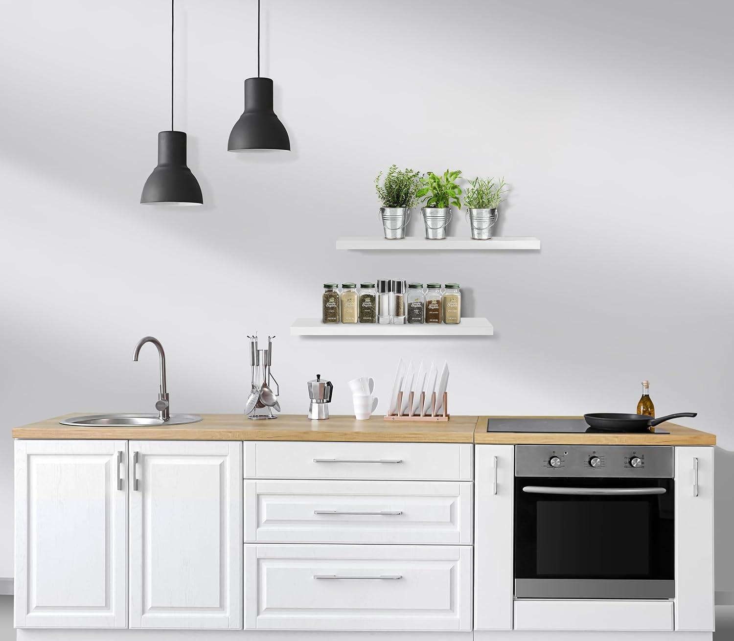 2 Pack (24"x9") Sorbus Floating Wall Shelves for Bedroom, Decor, Kitchen, Living Room - for Trophies, Frames, Bookshelf