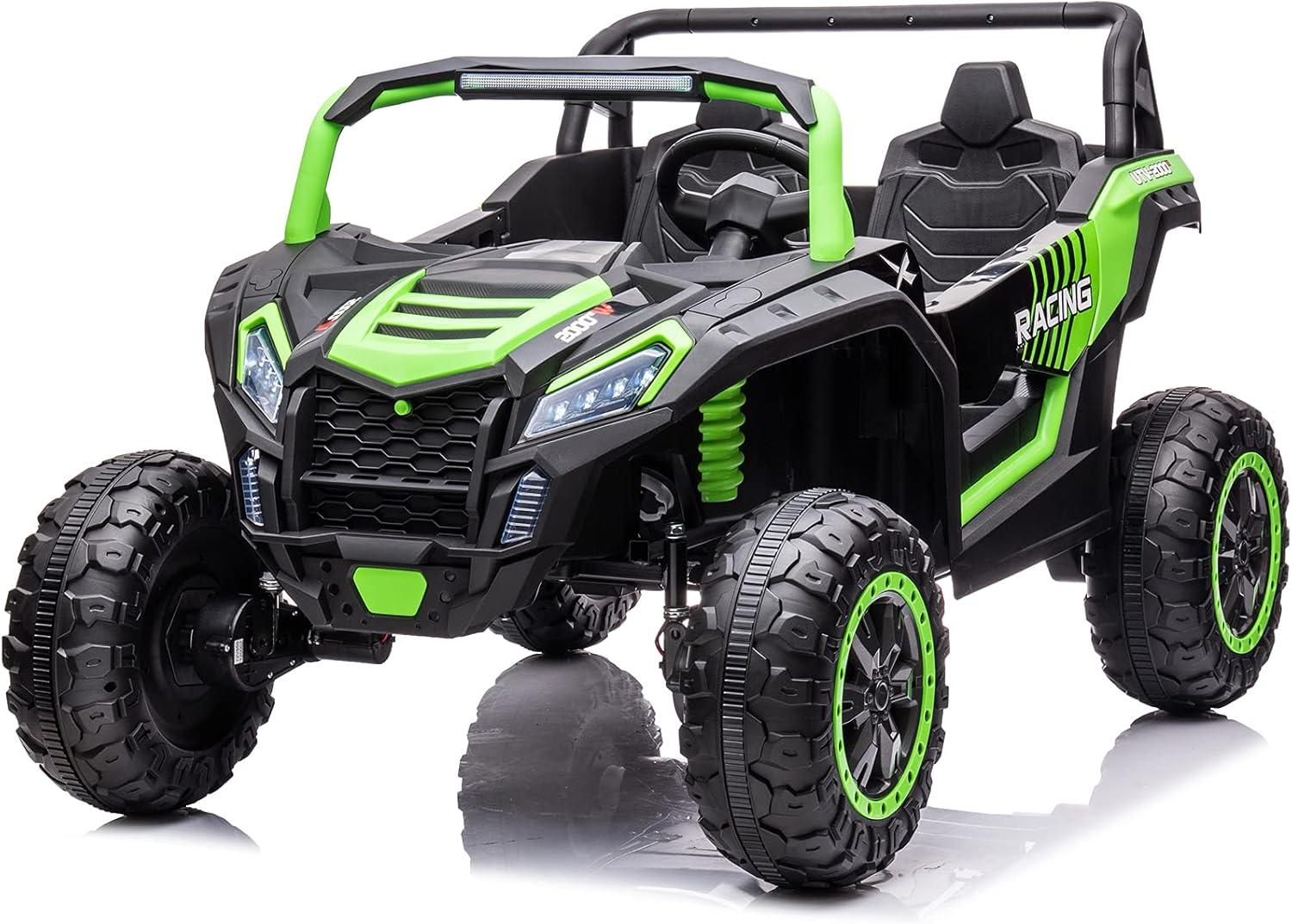 Green 24V Two-Seater Off-Road Kids' Electric UTV with Remote Control