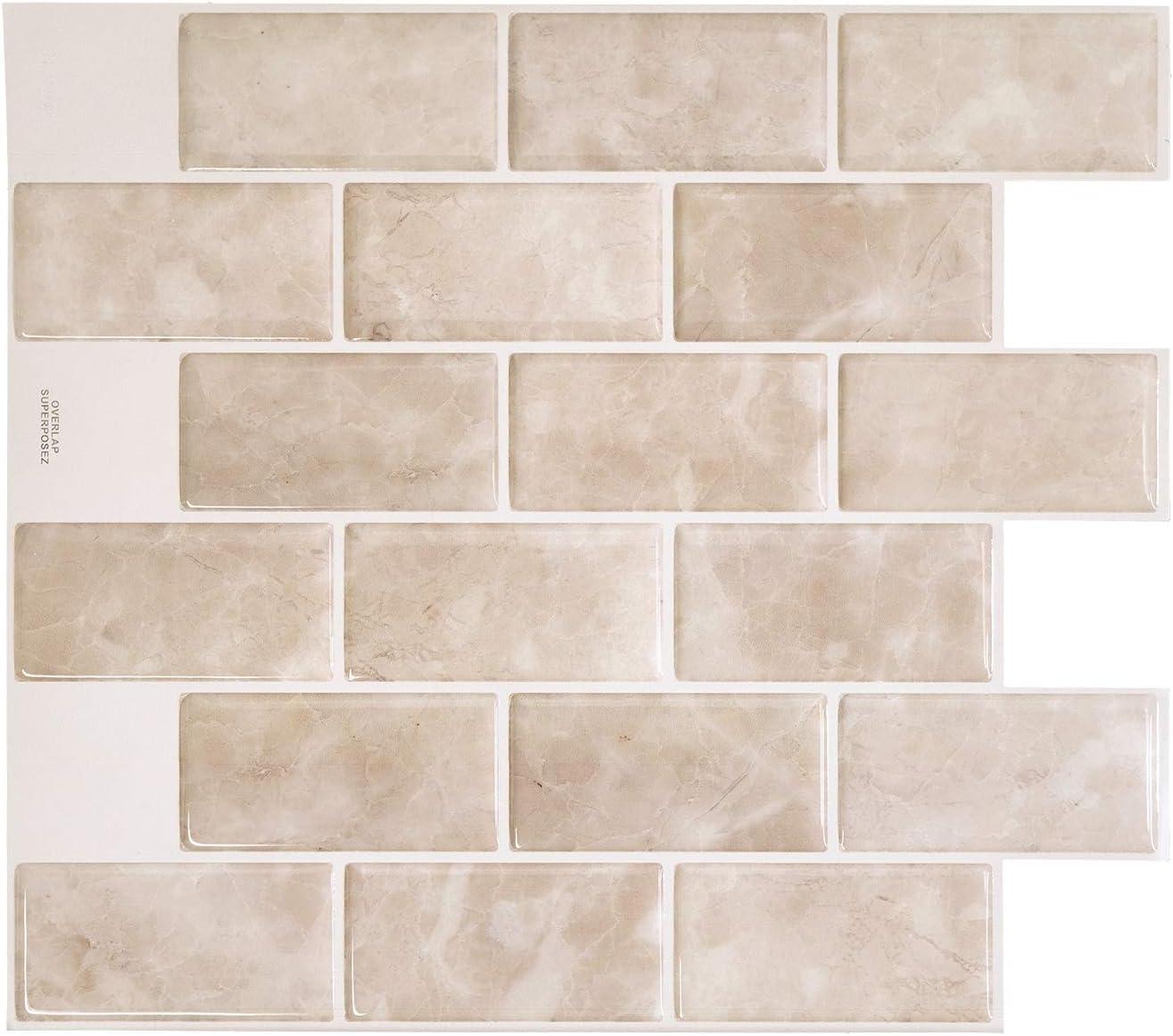 Peel and Stick Gel Backsplash Tile Subway 10" x 11" (Set of 4)