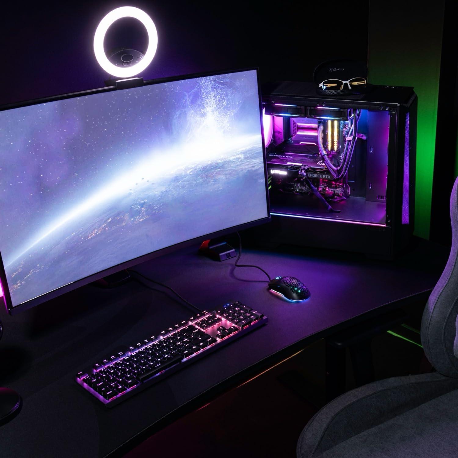 Dark Gray Curved Gaming Desk with Steel Frame