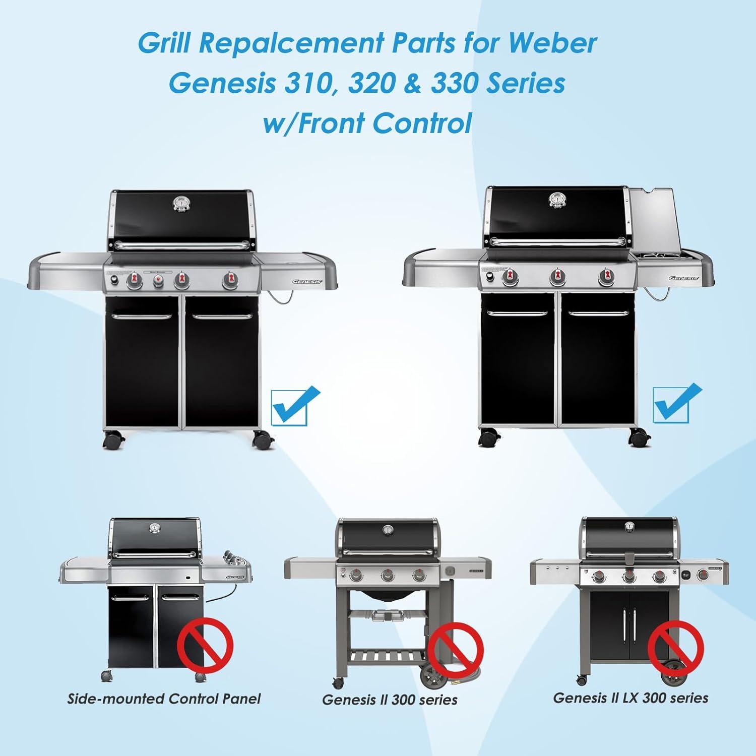 GasSaf 17.5 Grill Flavorizer Bars Heat Deflector for Weber Genesis Parts 310, Flavor Bar for Weber Genesis 300 310 320 330 EP310 EP320 EP330 (Front Knob 2011-Newer) Grill Parts Heat Plates 7620 7622