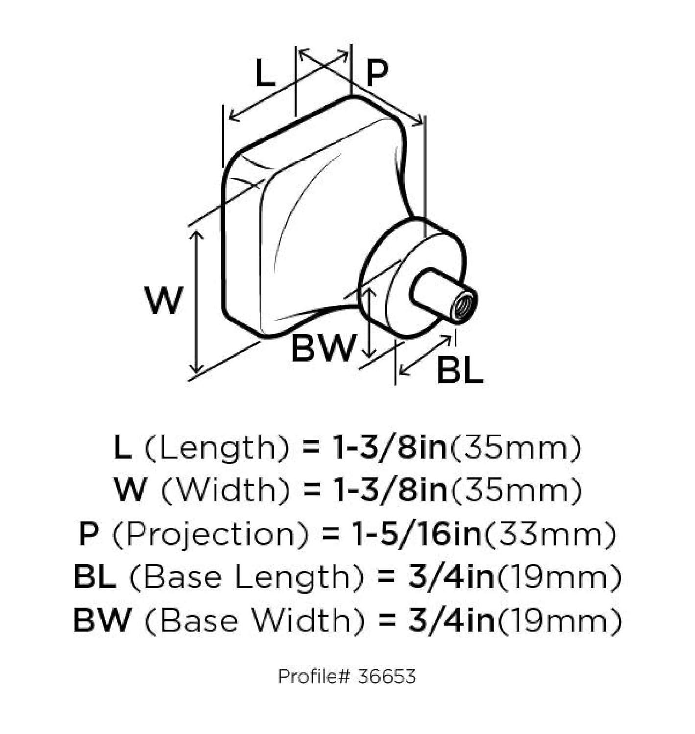 Glacio 1 3/8" Length Square Knob