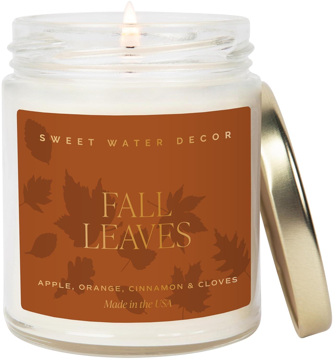 Sweet Water Decor Fall Leaves Patterned 9oz Clear Candle