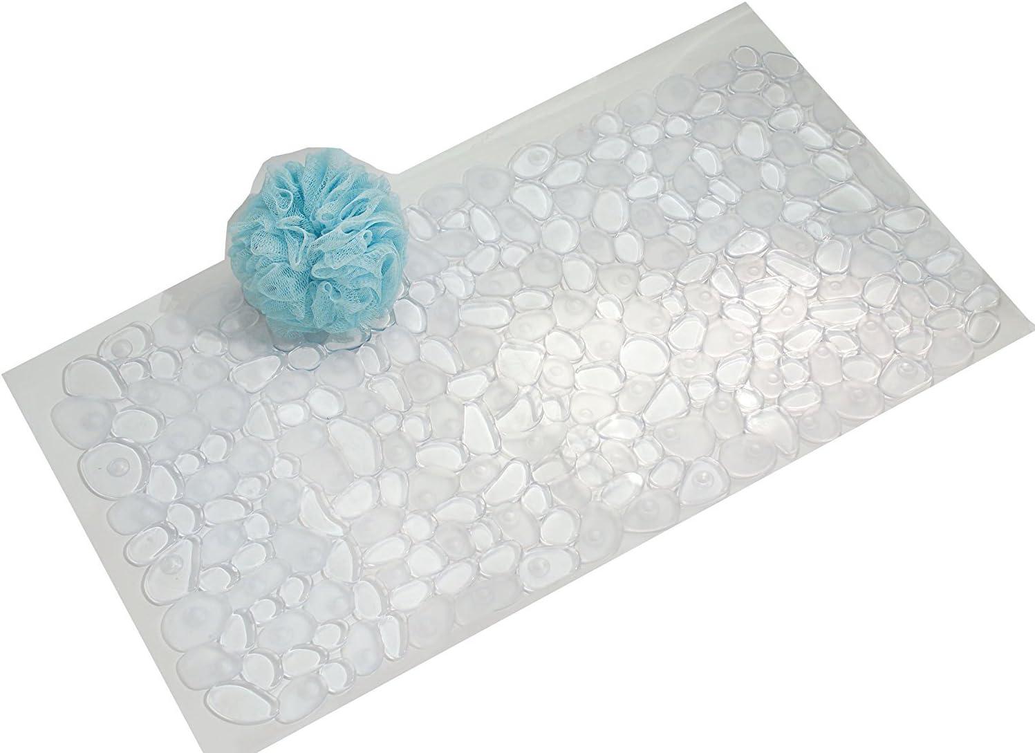 iDESIGN Pebblz Suction Non Slip Bath Mat for Shower Bathtub Stall 16 "x9 " Clear