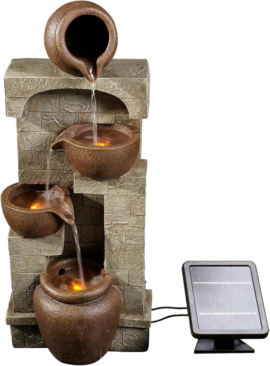 Teamson Home 28" Solar-Powered 4-Tier Outdoor Water Fountain