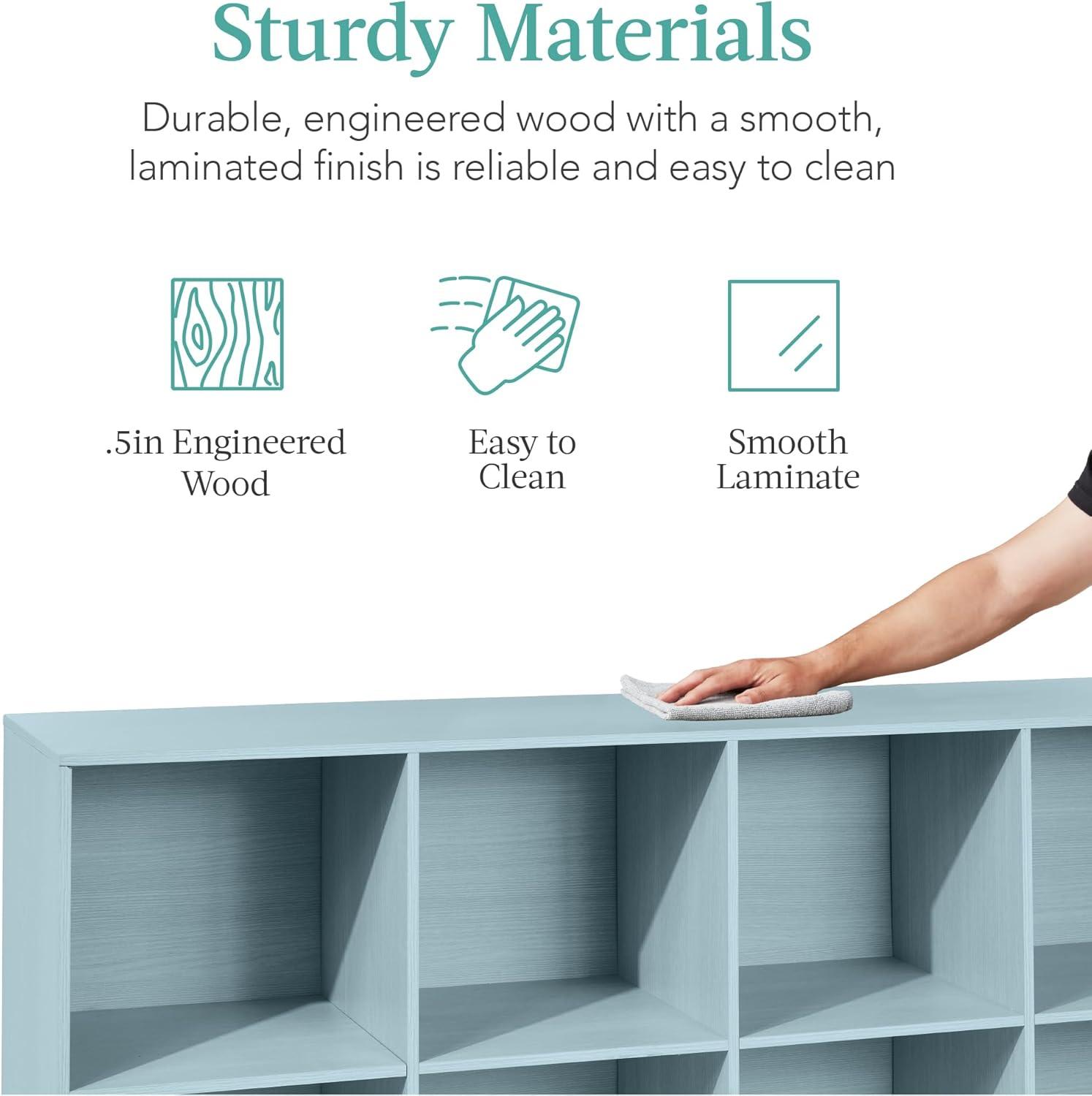 Best Choice Products 8-Cube Bookshelf, 13.5in Display Storage System, Organizer w/ Removable Back Panels - Light Blue