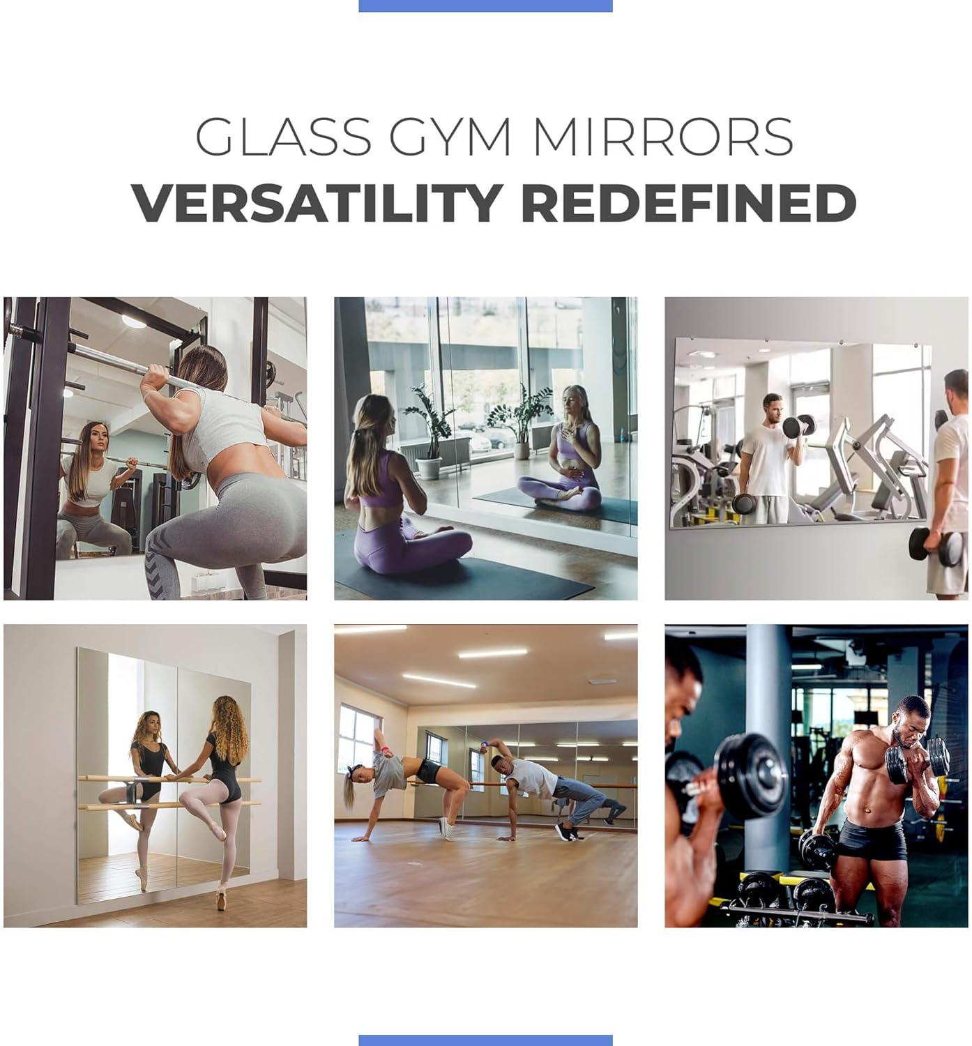 Home Gym Mirror 47.5x31.5 inches 1/4" Thick, Large Full Body Mirror for Yoga, Large Wall Mirror Full Length for Fitness, Garage, Dance Studio, Wall Mirror for Home Gym