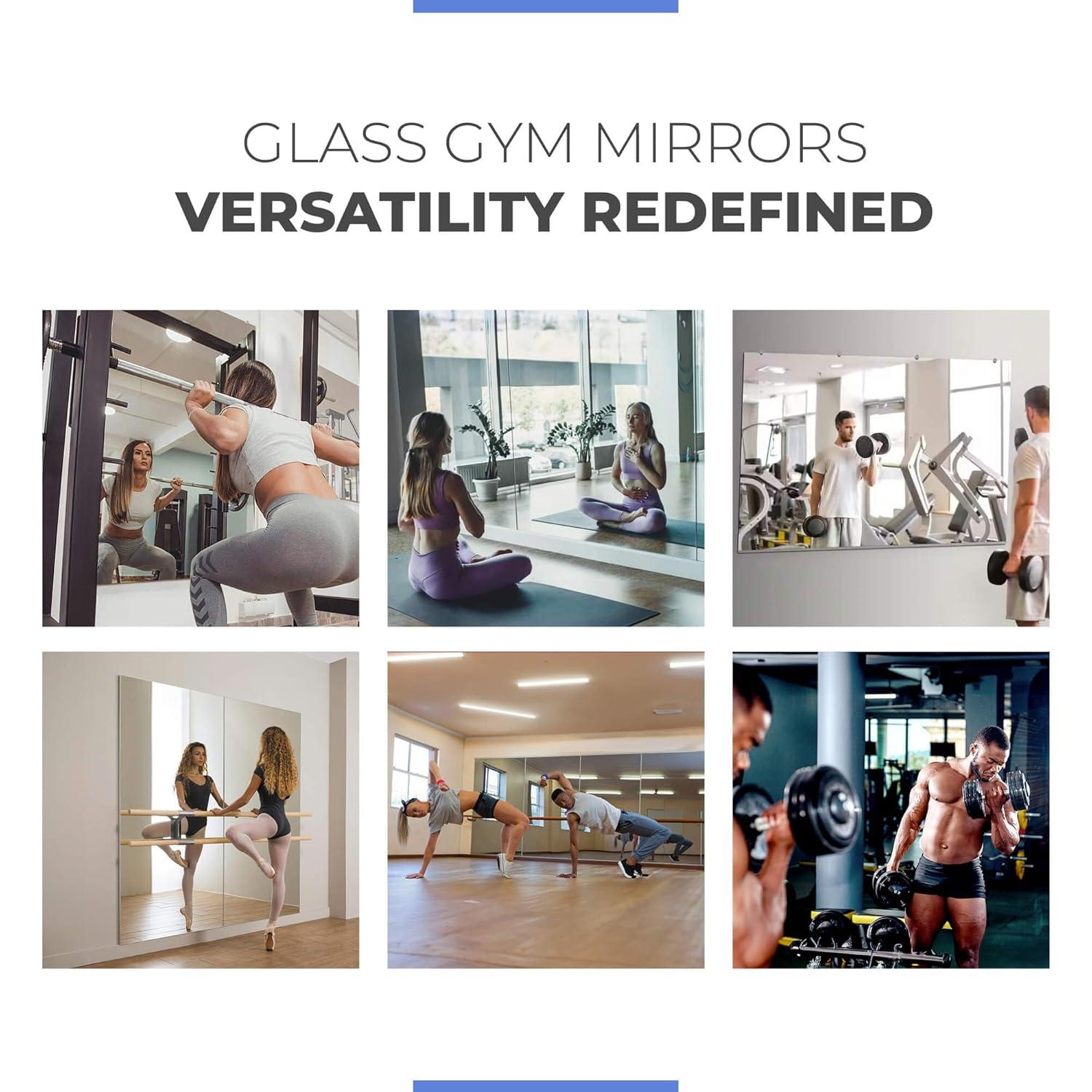 Home Gym Wall Mirror Kit 1/4 in. Annealed, Safety-Backed, 47.5 in. W x 31.5 in. H