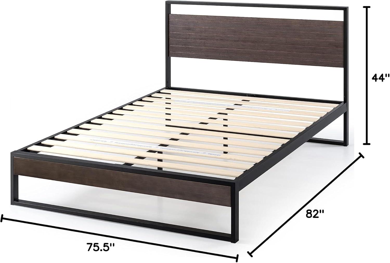 Suzanne Bamboo and Metal Platform Bed Frame with Headboard - Zinus