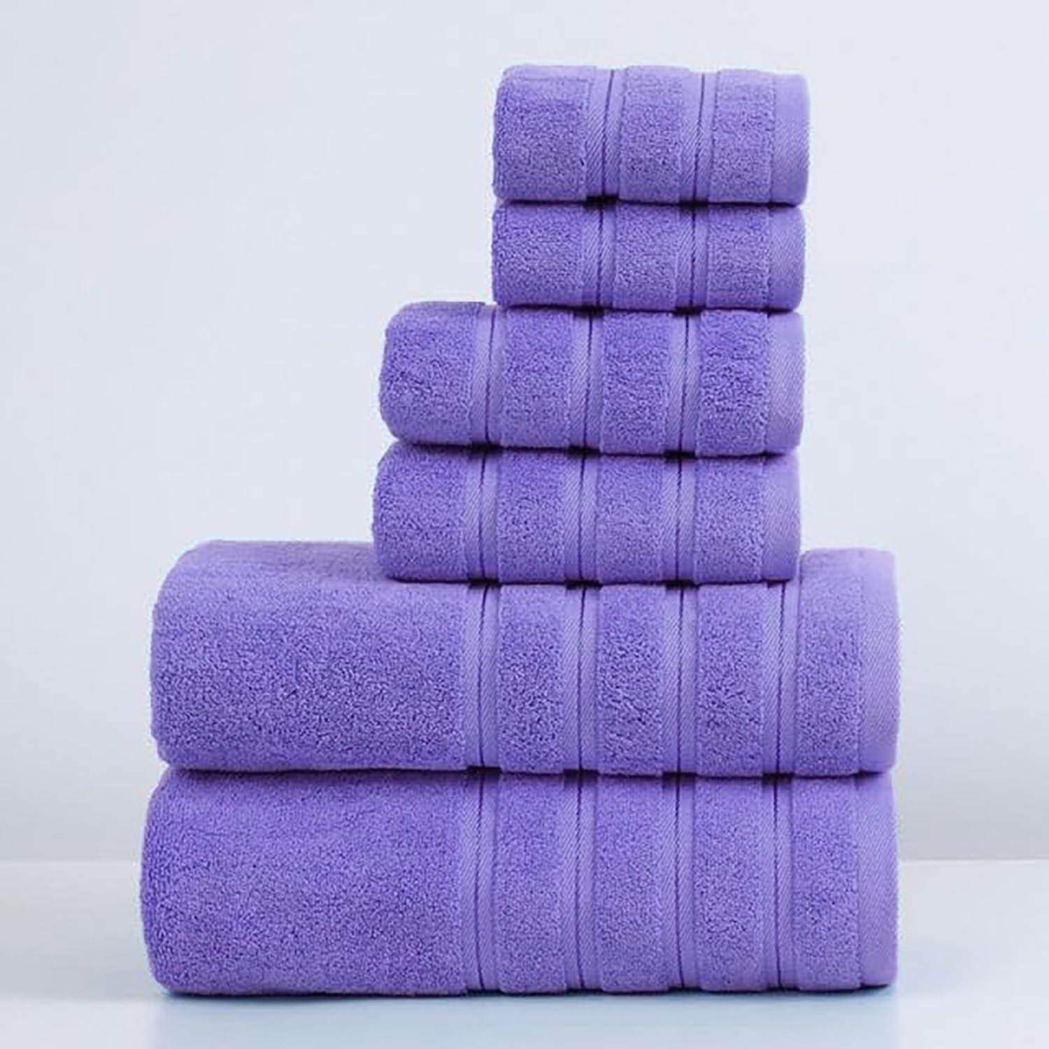 American Soft Linen 6 Piece Towel Set, 100% Cotton Bath Towels for Bathroom, Lilac