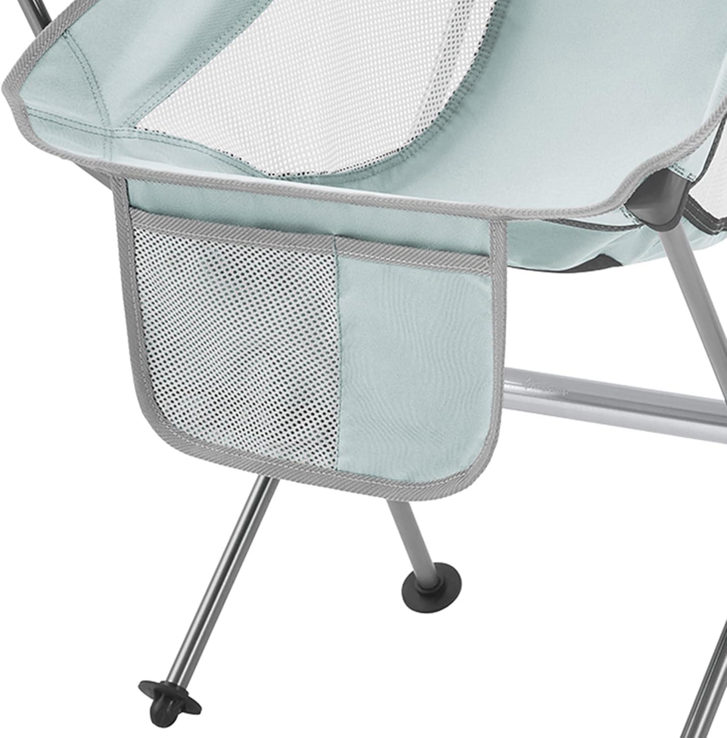 KingCamp Lightweight Padded Highback Folding Lounge Chair with Cupholder, Side Storage Pocket, and Carry Bag for Indoor or Outdoors, Grey