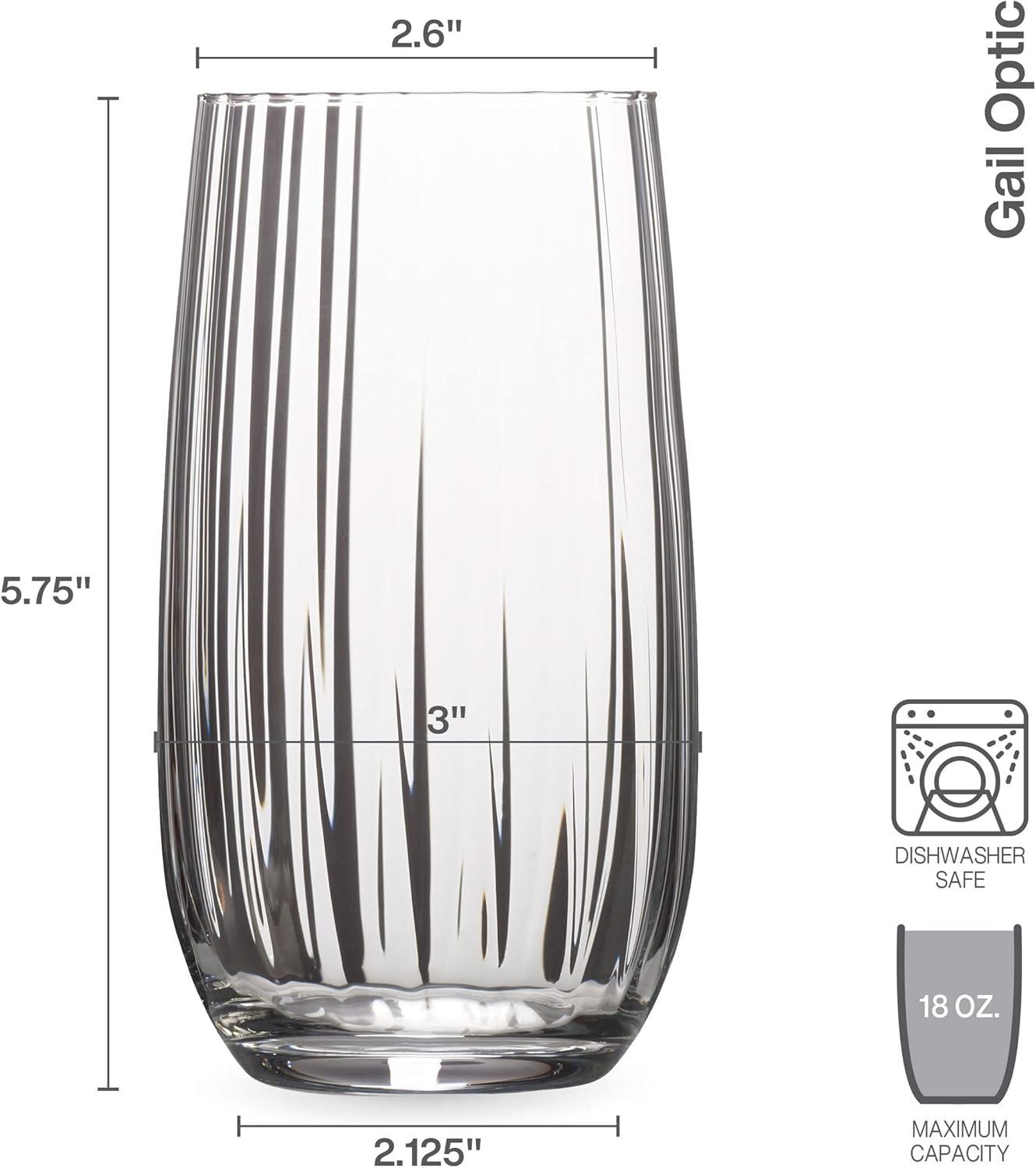 Gail Optic Clear Crystal Highball Glasses Set of 4