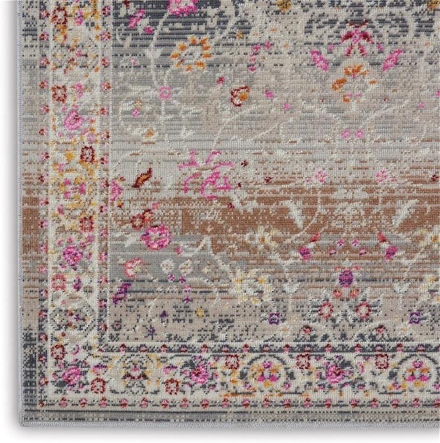 Nourison Vintage Kashan VKA01 Gray/Ivory/Pink Indoor Area Rug - 2'4 x 8'