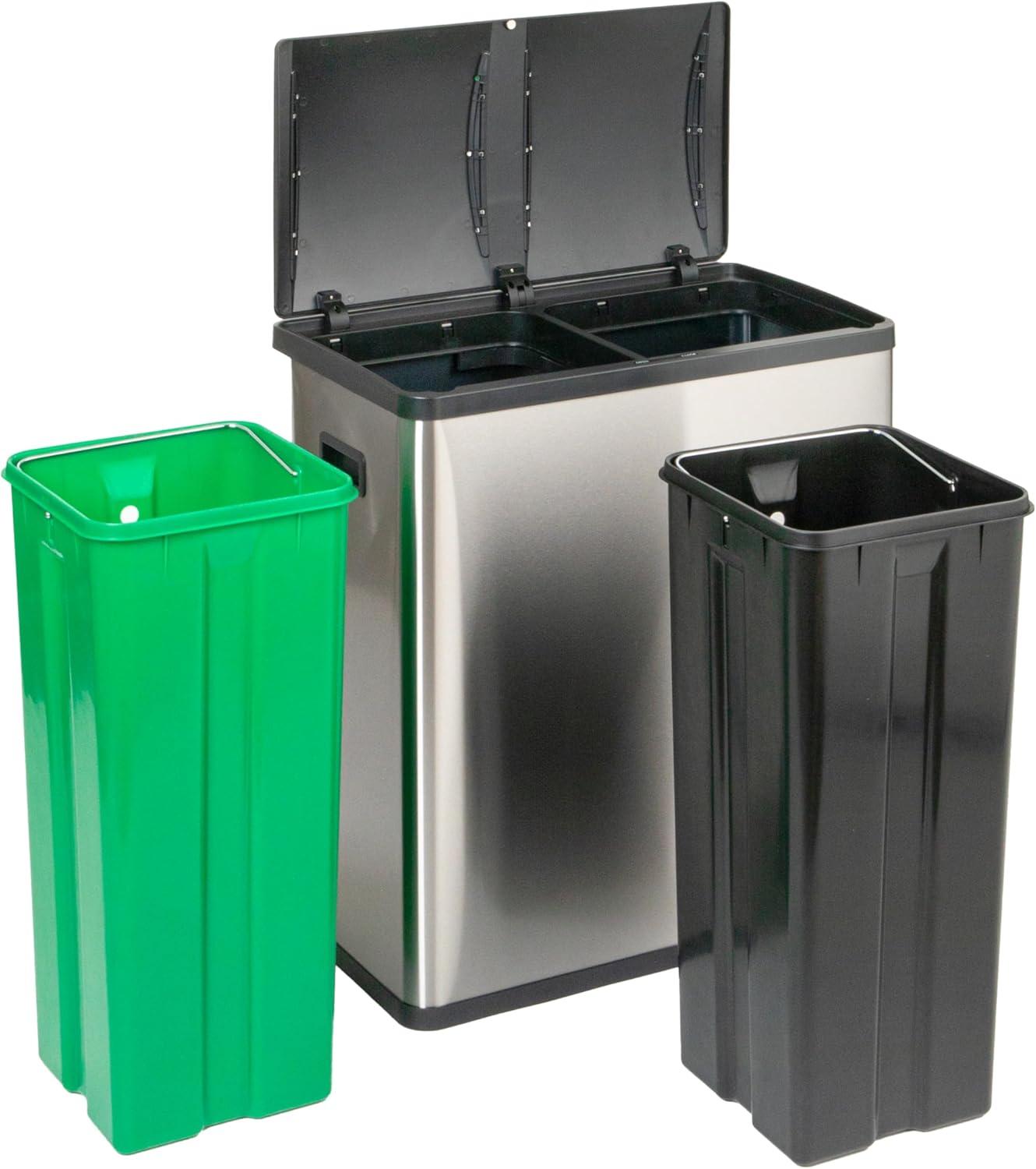 Household Essentials Steel Motion Sensor Multi-Compartment Trash/Recycling Bins - 8 Gallons