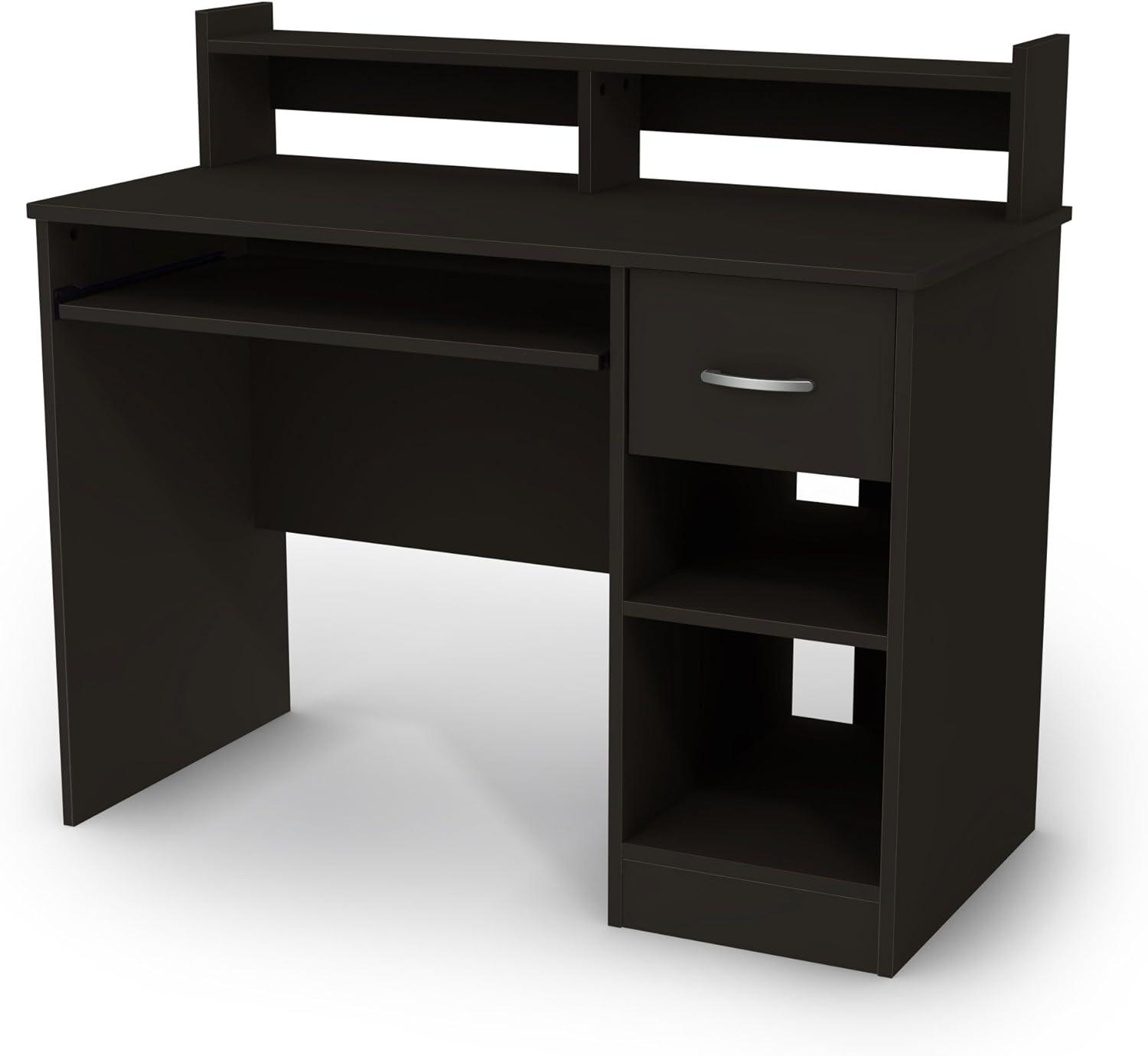 Axess Kids' Desk with Keyboard Tray Pure Black - South Shore: Writing Desk for Children, Teens, Storage, Mid-Century Modern