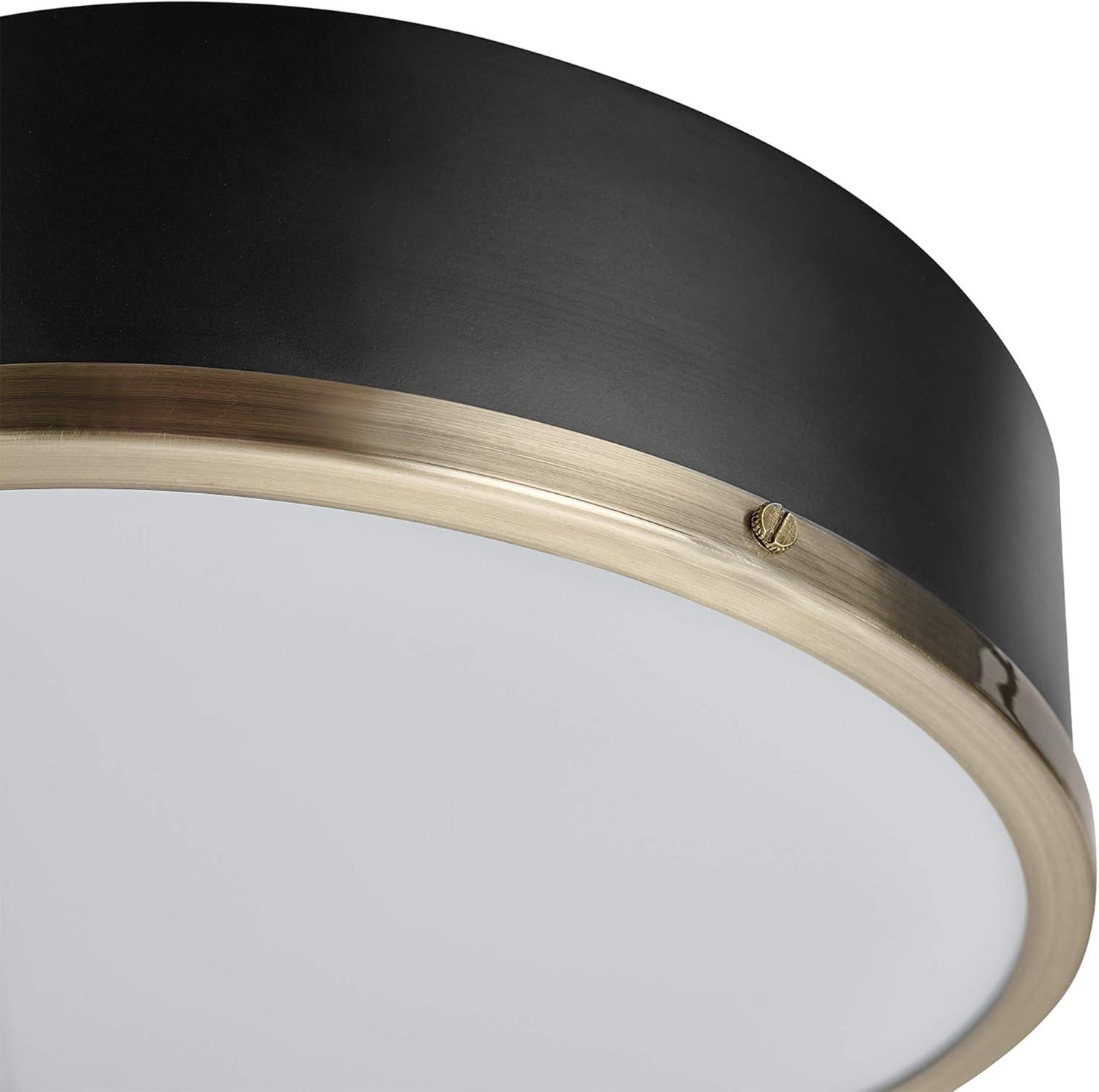 Selina 14" Matte Black Modern Flush Mount with Frosted Glass Shade