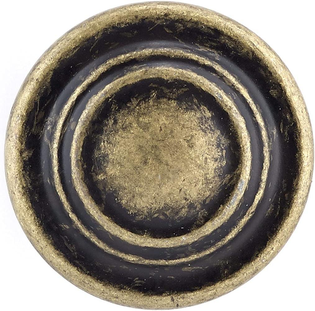 Burnished Brass Round Traditional Cabinet Knob with Mounting Hardware