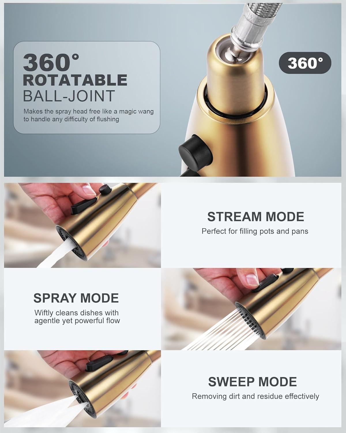 ARCORA AR7100301G-DC ARCORA Stainless Steel  Single Handle Pull-Down Sprayer Kitchen Faucet Set with Touchless Sensor