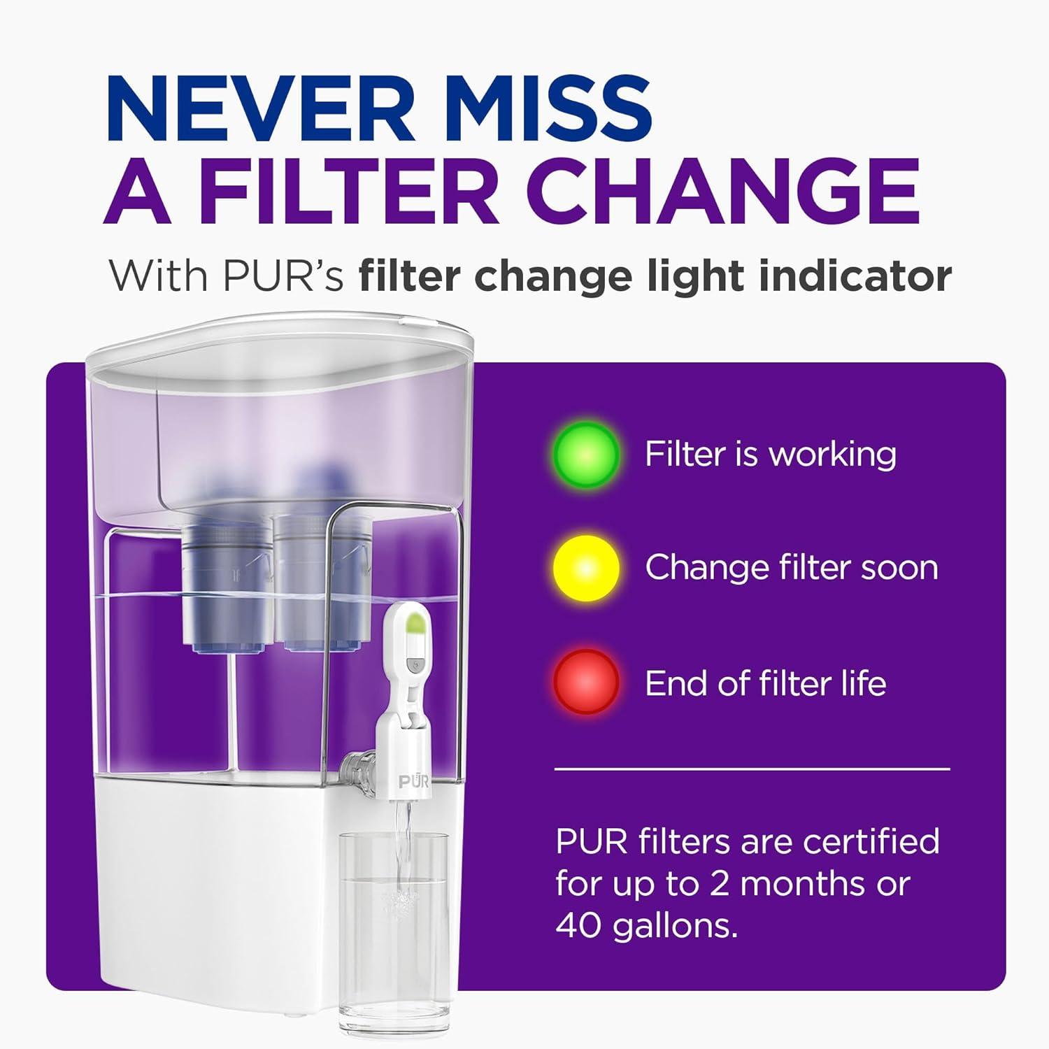 PUR 44 Cup XL Dispenser Filtration System with 2 Filters, W 12.5" x H 17" x L 7.7", White, PDI4000Z